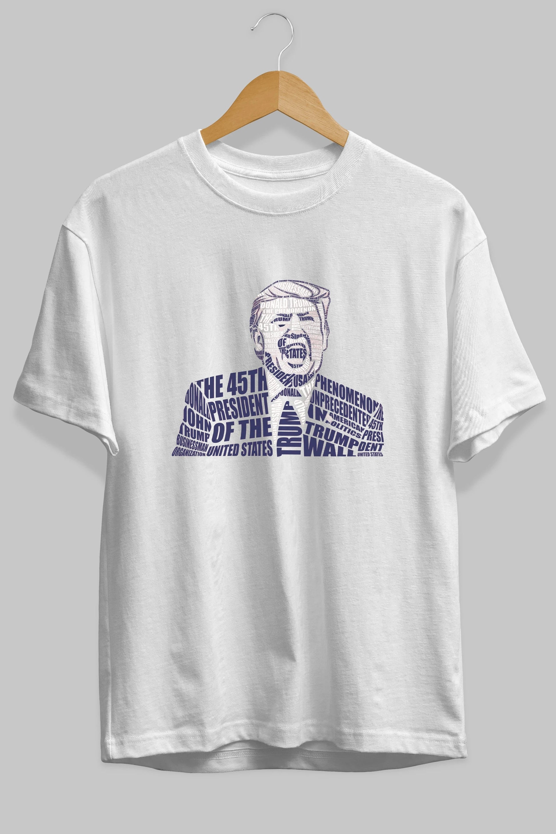 Trump Calligram Ön Baskılı Oversize t-shirt %100 pamuk Erkek Kadın Unisex