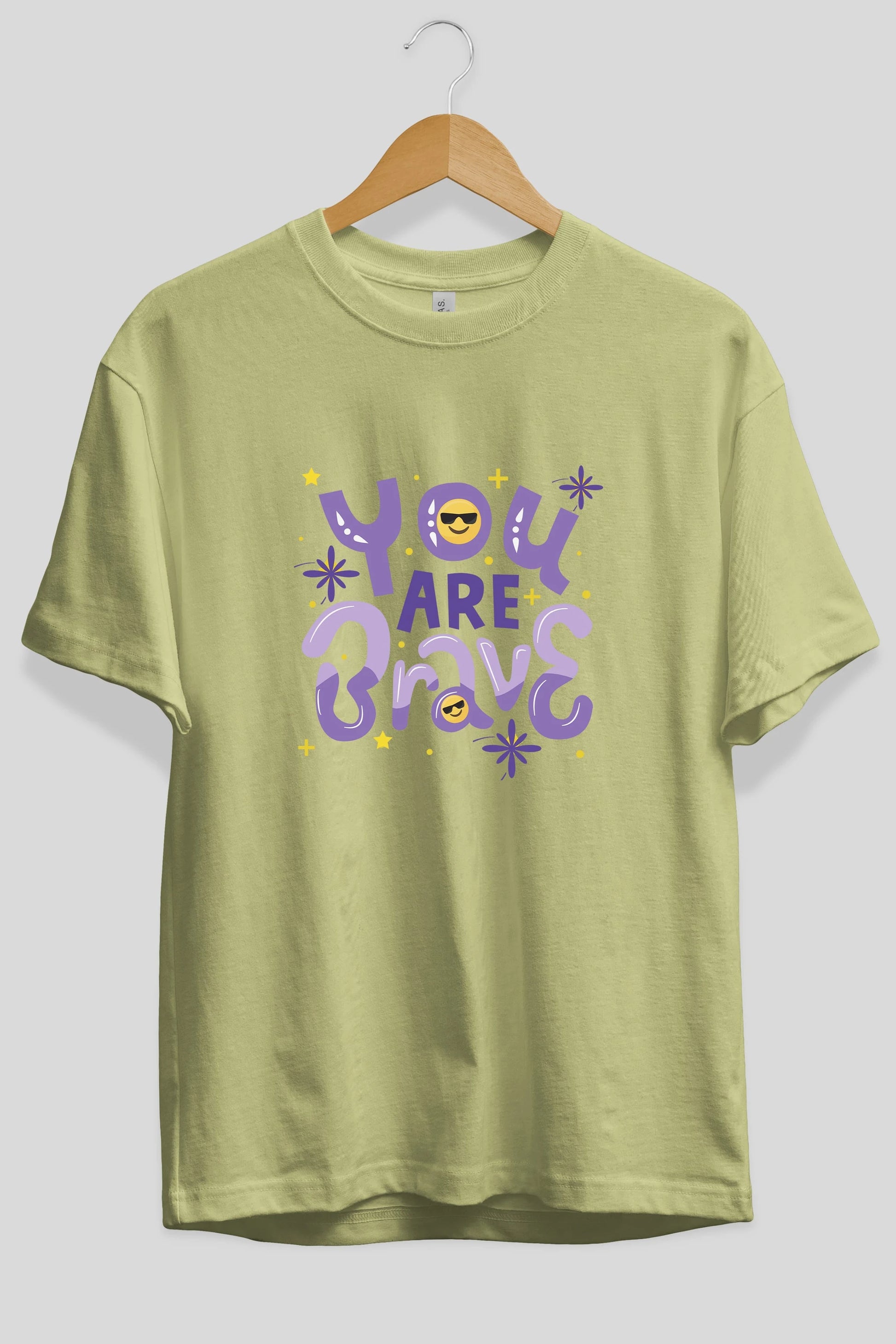 You Are Brave Yazılı Ön Baskılı Oversize t-shirt Erkek Kadın Unisex