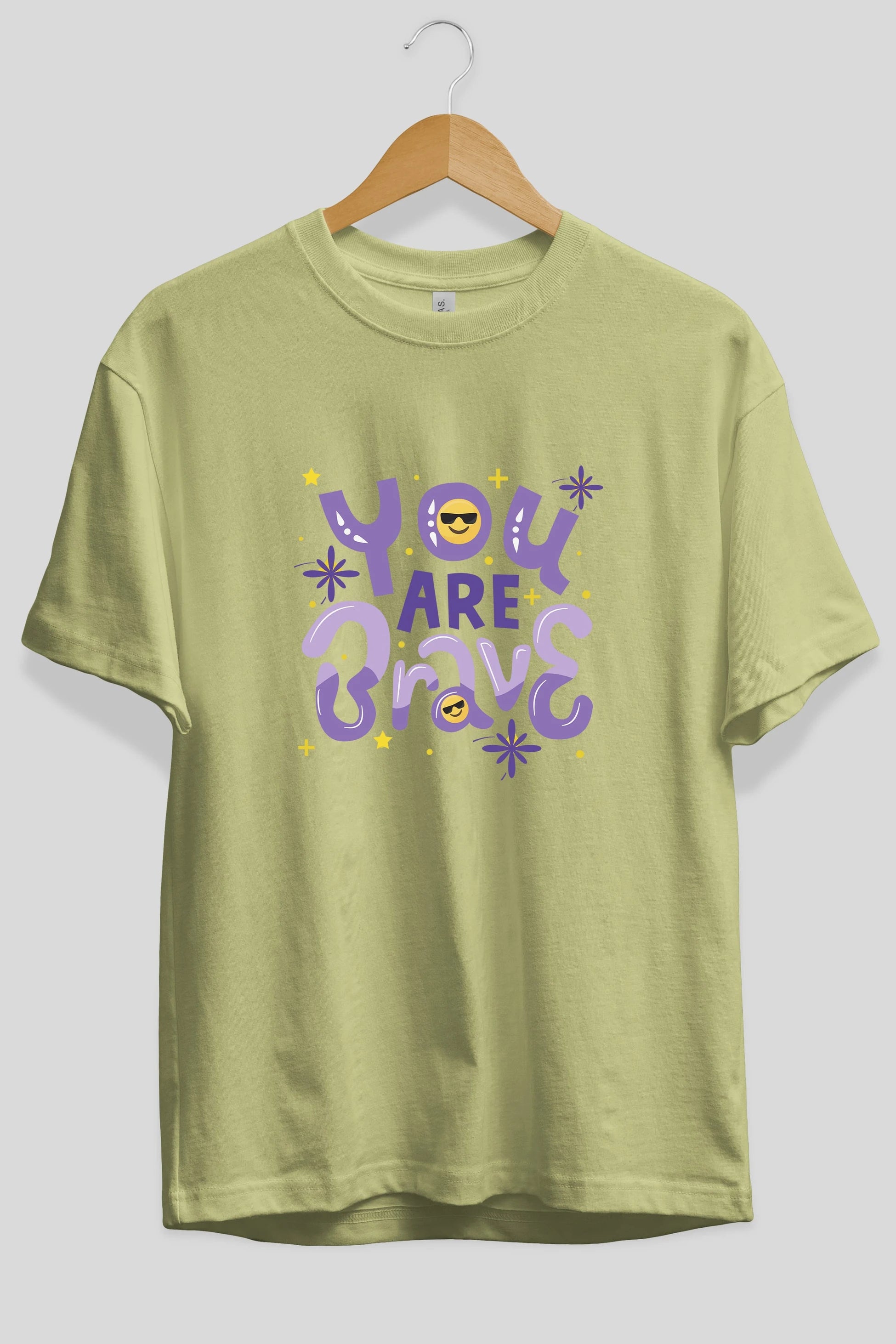 You Are Brave Yazılı Ön Baskılı Oversize t-shirt Erkek Kadın Unisex