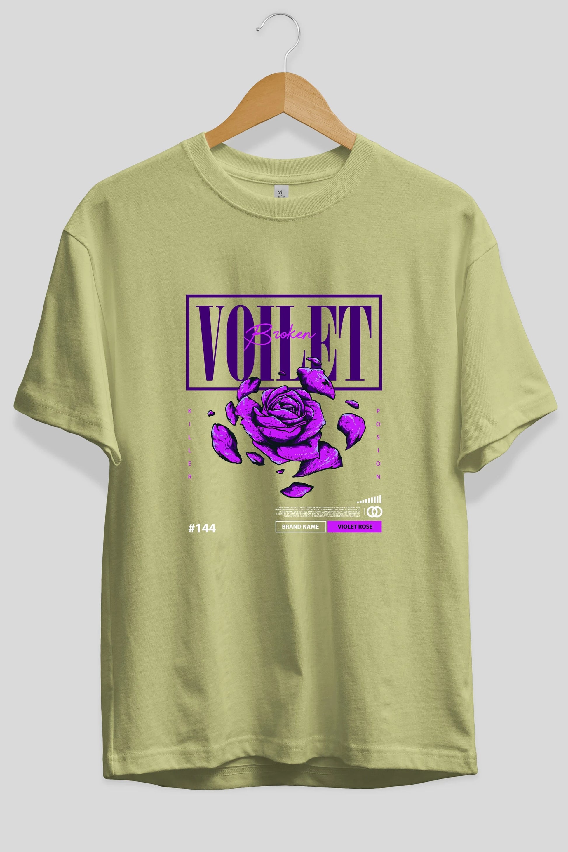 Voilet Broken Ön Baskılı Oversize t-shirt Erkek Kadın Unisex