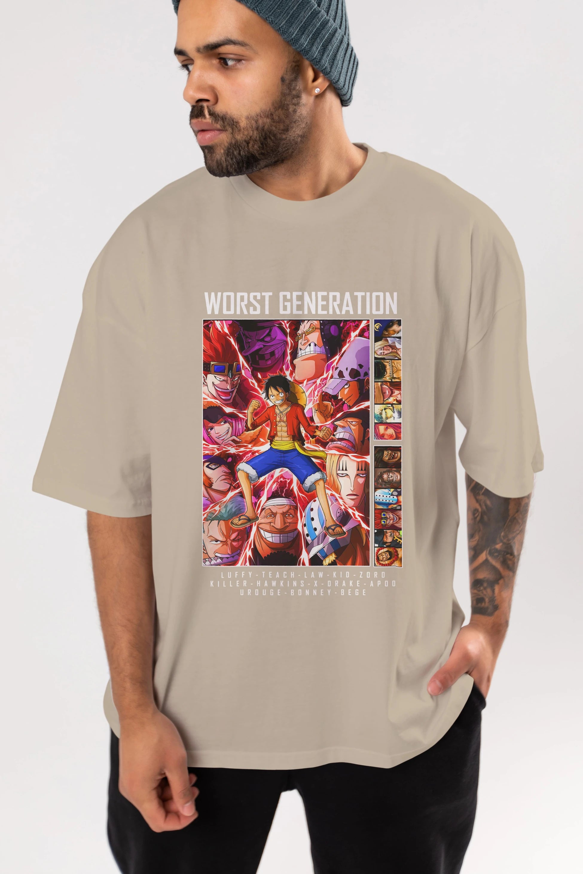 Worst Generation Anime Ön Baskılı Oversize t-shirt Erkek Kadın Unisex