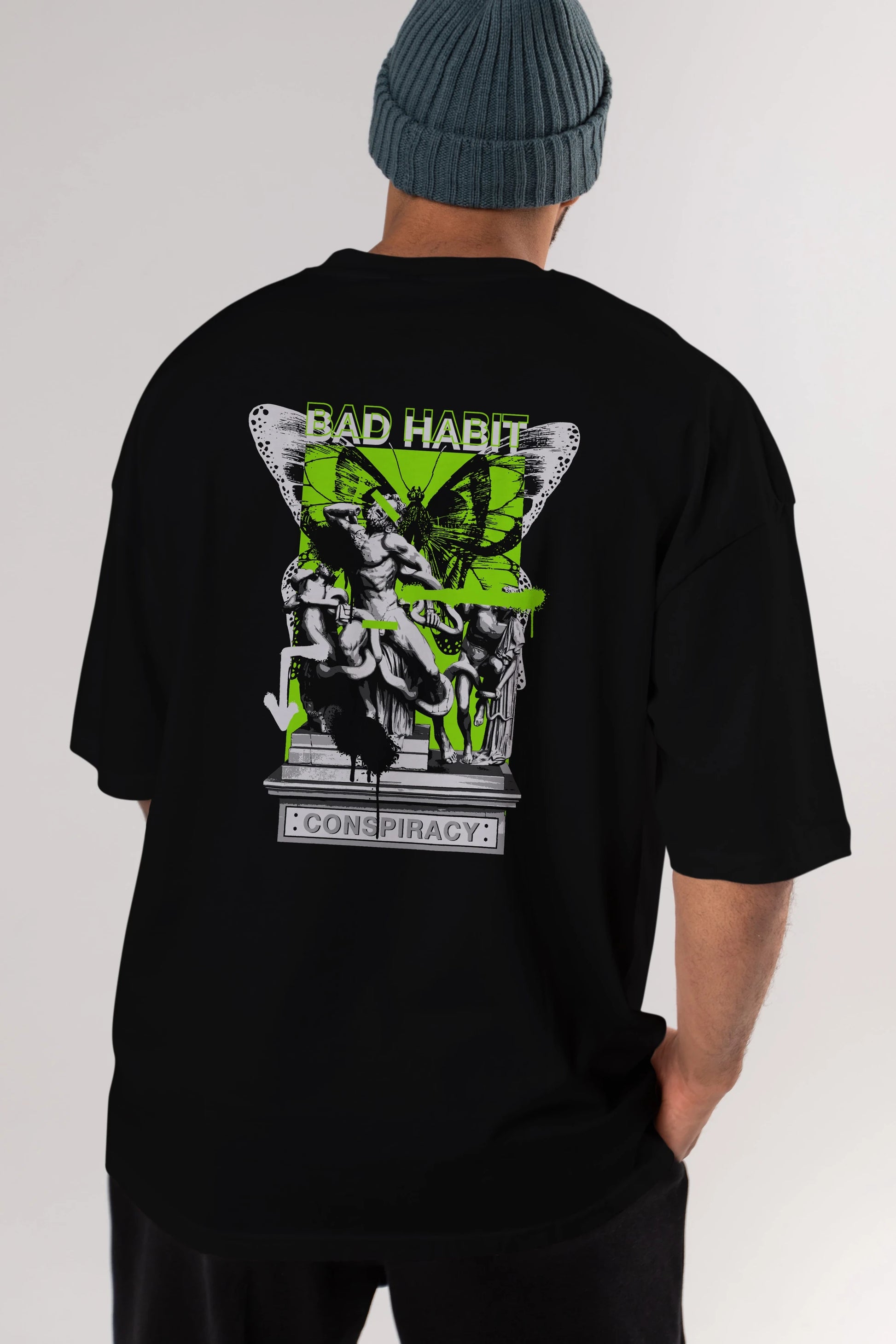 Bad Habit Arka Baskılı Oversize t-shirt Erkek Kadın Unisex