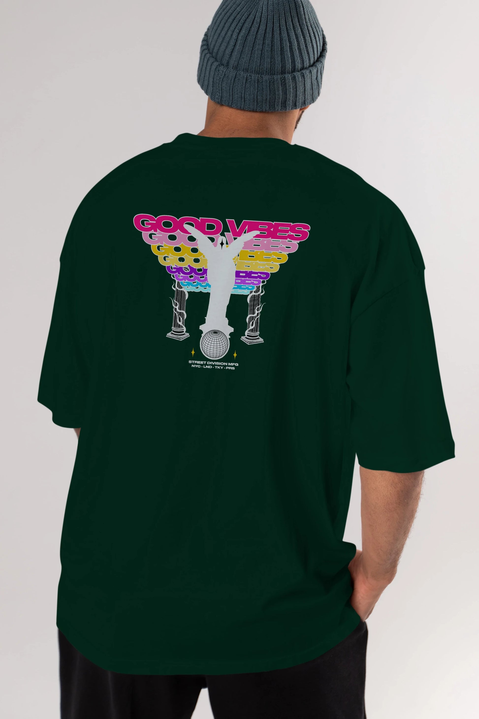 Good Vibes Arka Baskılı Oversize t-shirt Erkek Kadın Unisex