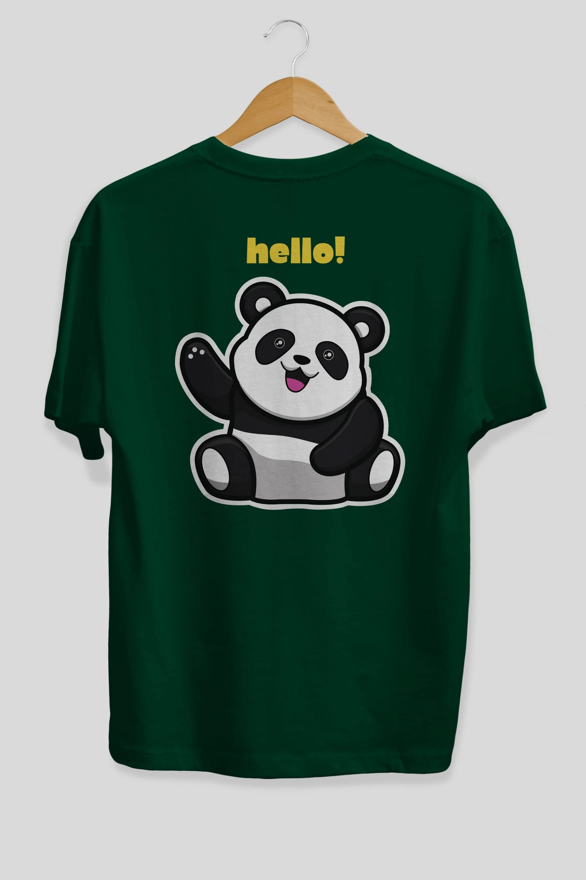 Hello Panda Arka Baskılı Oversize t-shirt Erkek Kadın Unisex