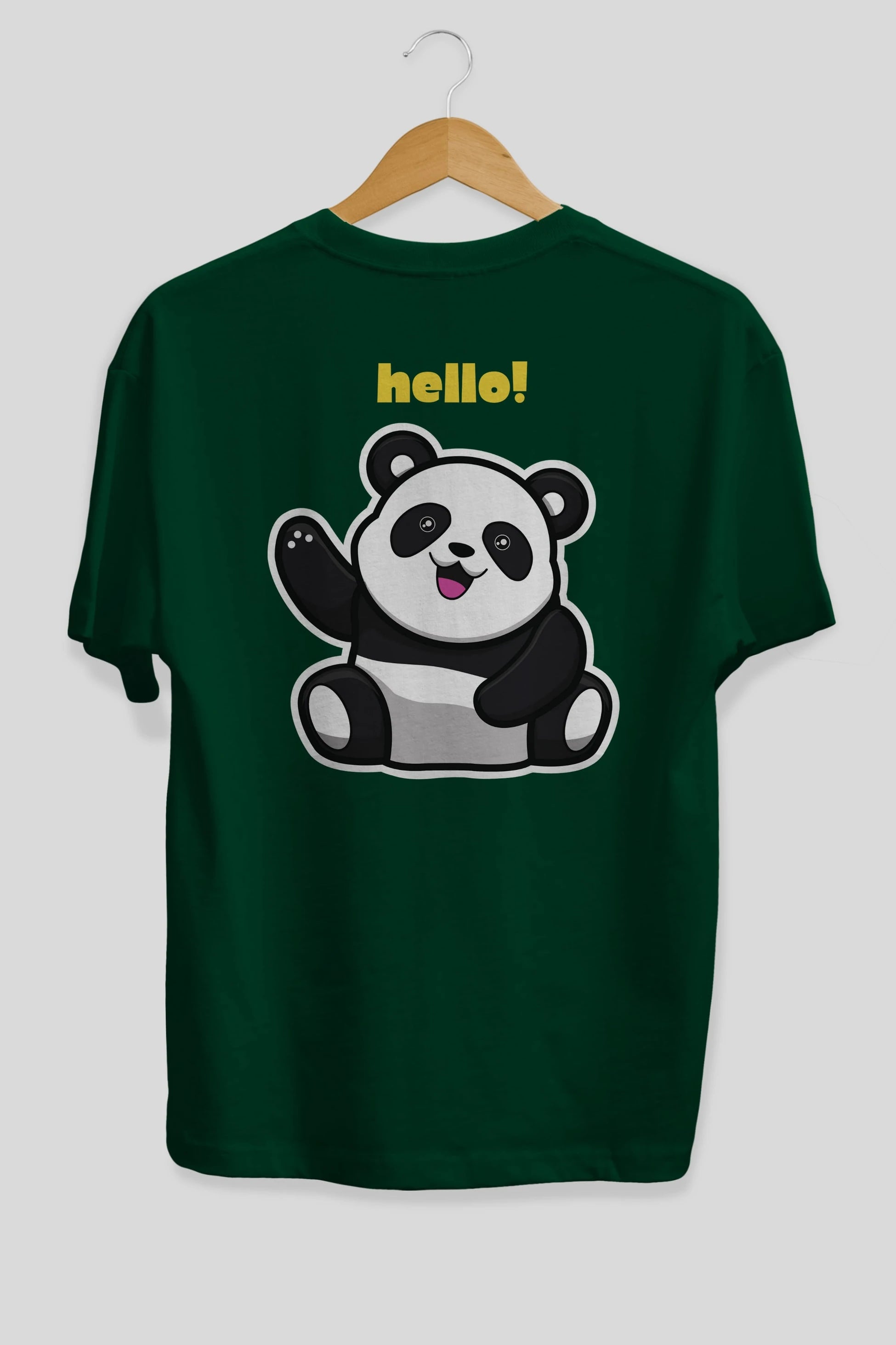 Hello Panda Arka Baskılı Oversize t-shirt Erkek Kadın Unisex