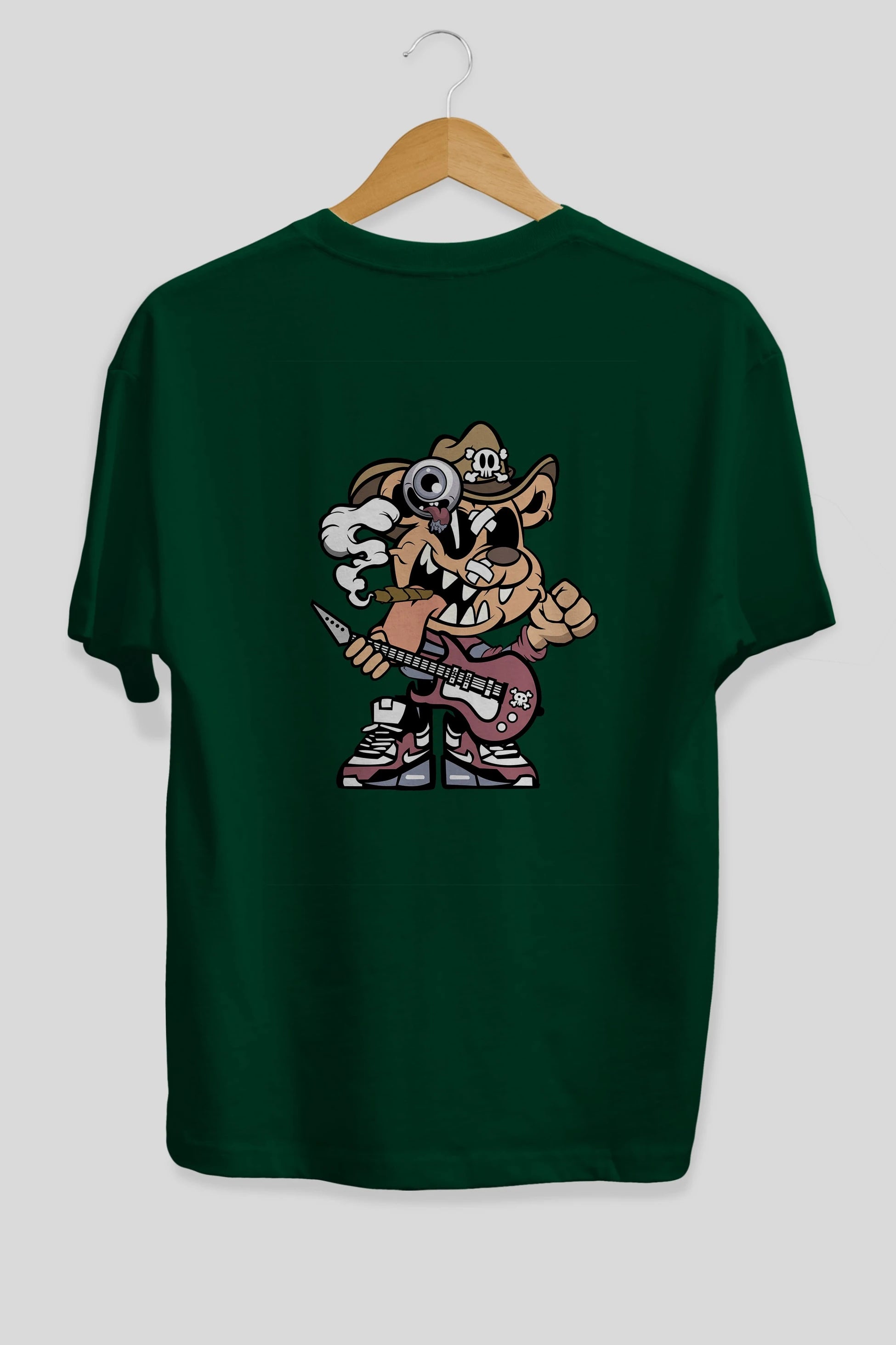Freddy Bear Arka Baskılı Oversize t-shirt Erkek Kadın Unisex %100 Pamuk tişort