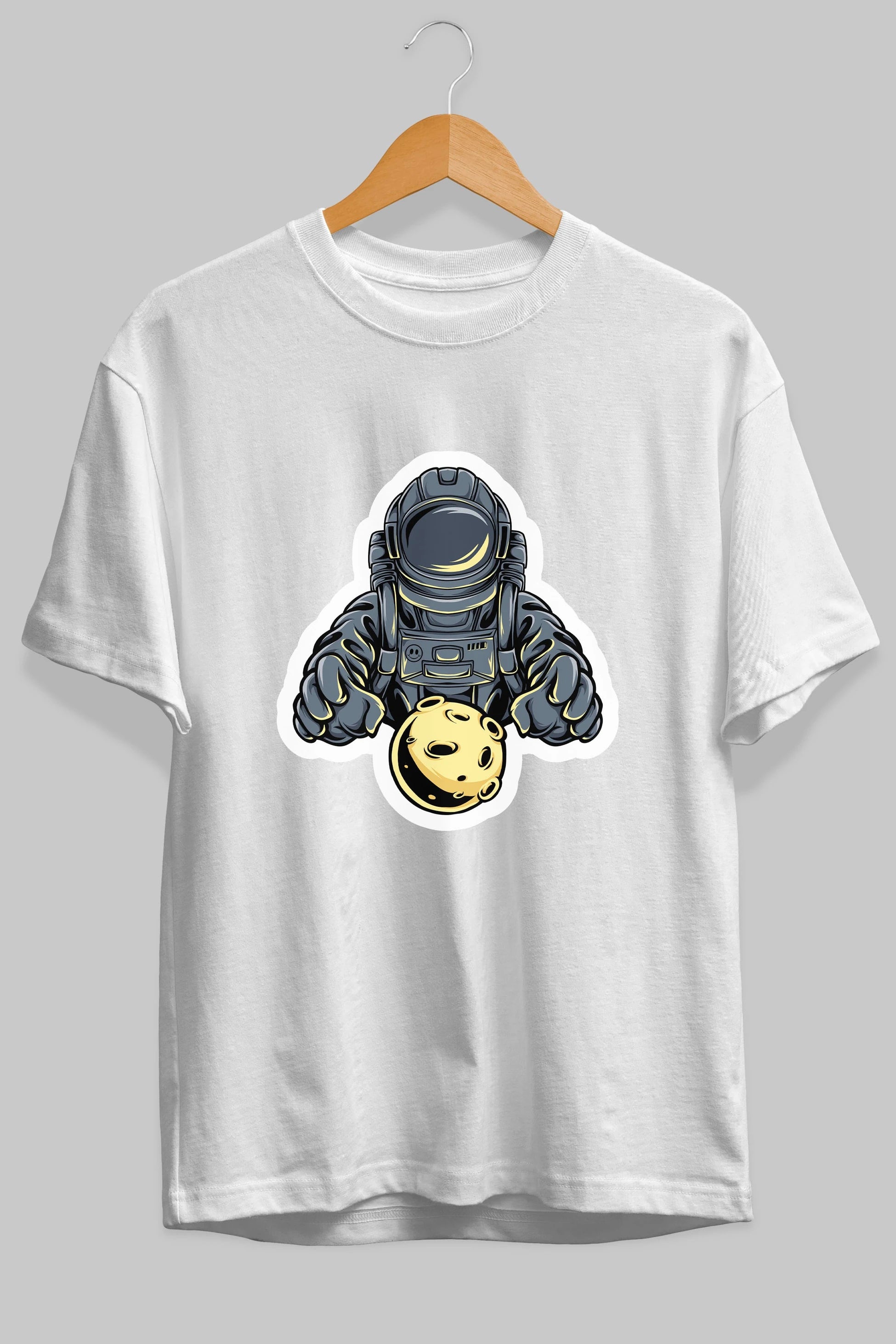 Astromoon sticker Ön Baskılı Oversize t-shirt Erkek Kadın Unisex
