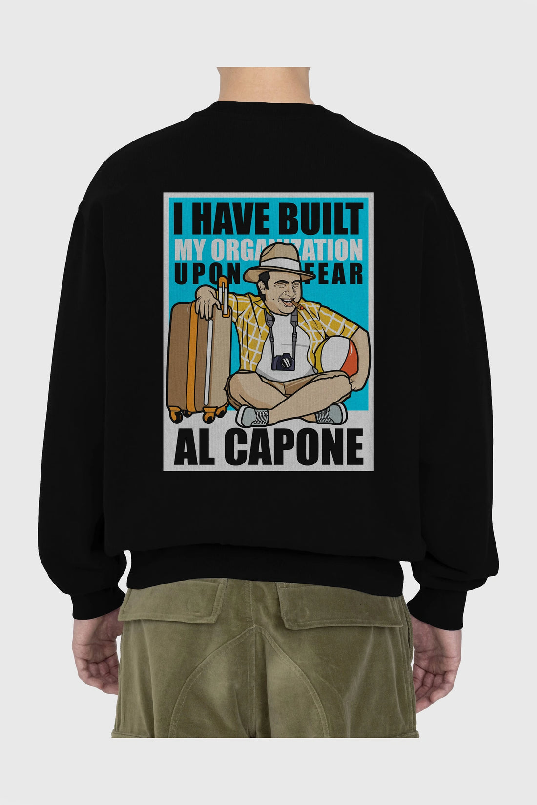 Al Capone Holiday Arka Baskılı Oversize Sweatshirt Erkek Kadın Unisex