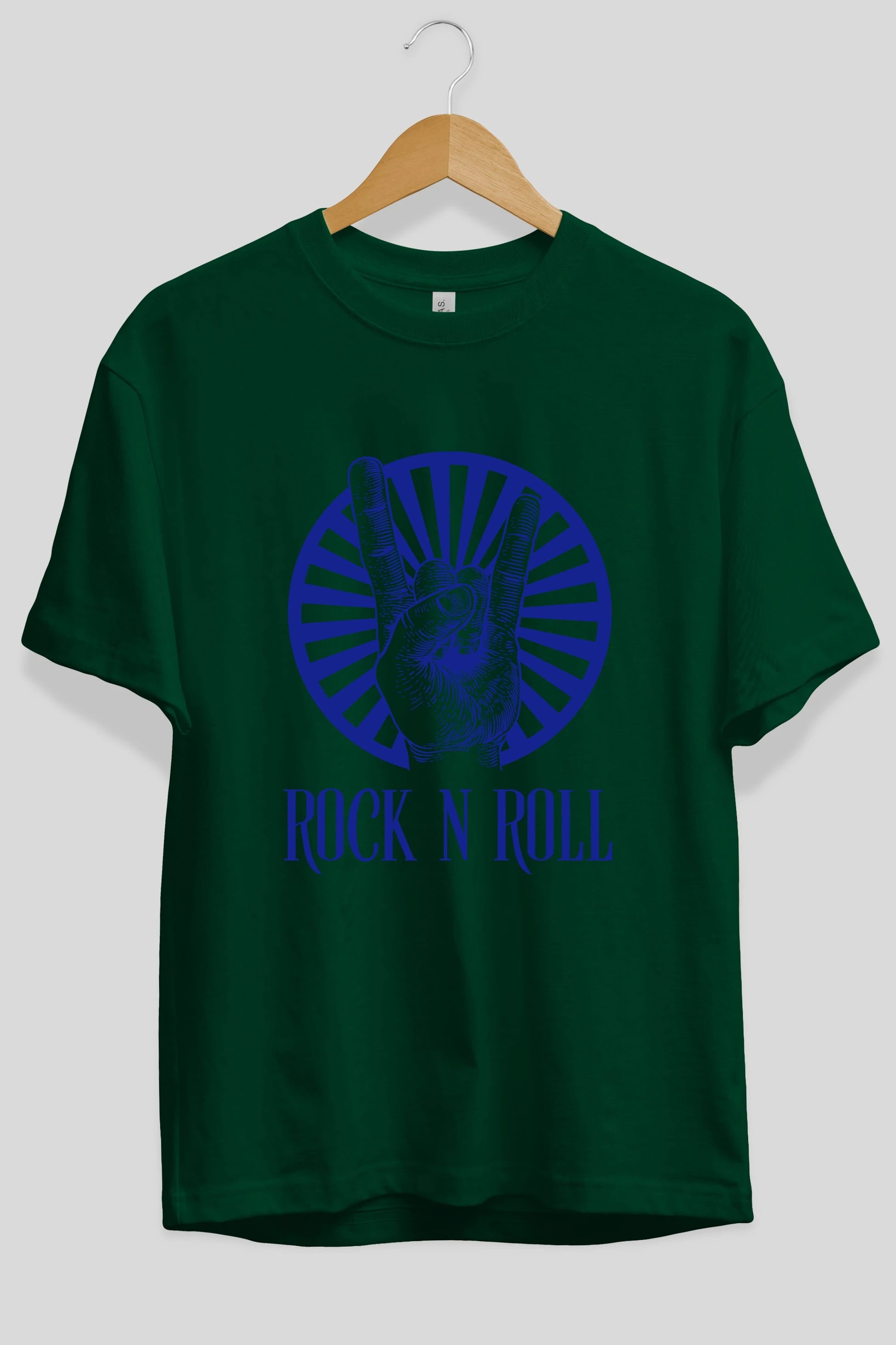 Rock N Roll Yazılı Ön Baskılı Oversize t-shirt Erkek Kadın Unisex