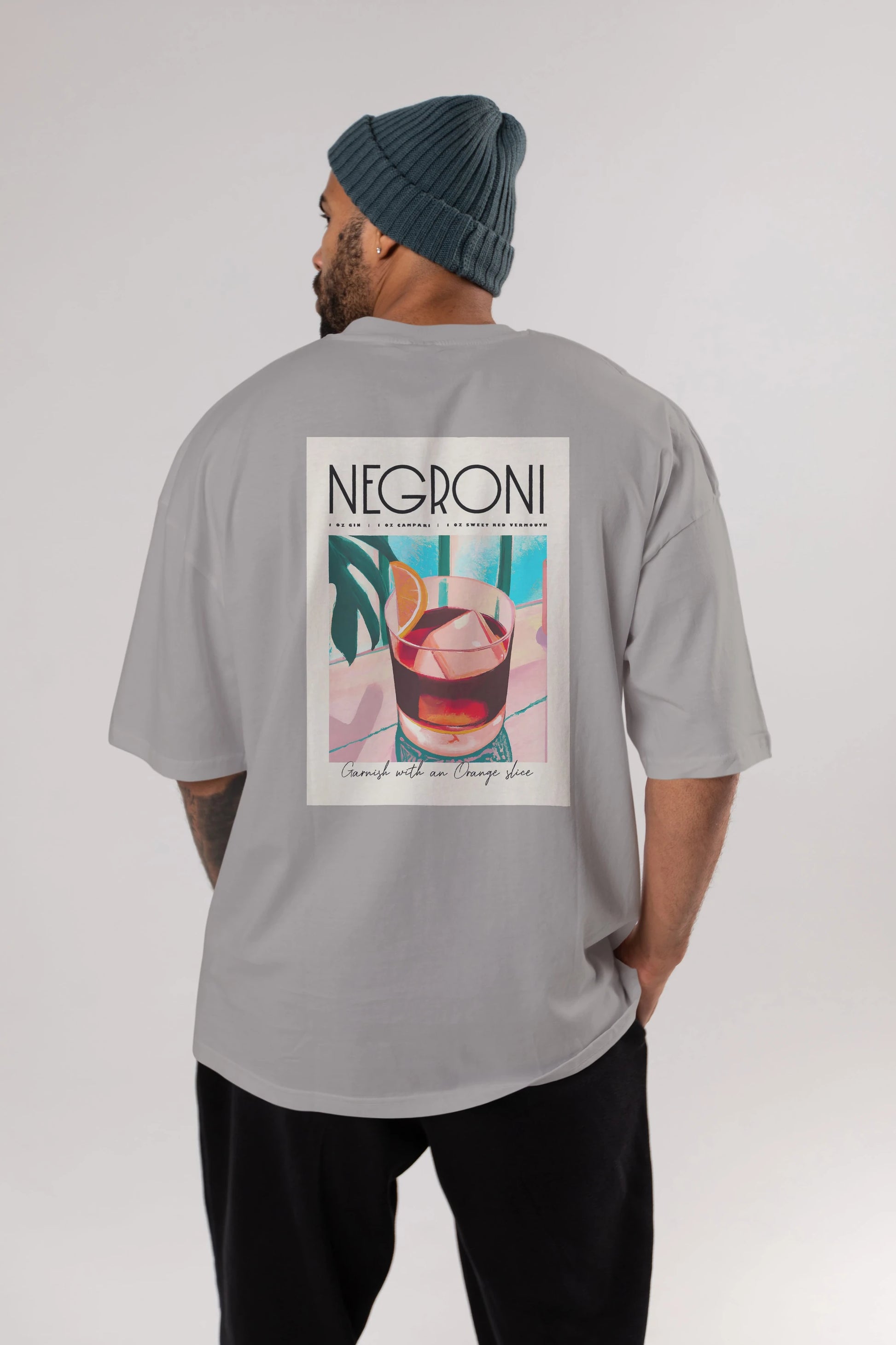 Negroni 4 Arka Baskılı Oversize t-shirt Erkek Kadın Unisex %100 Pamuk Bisiklet Yaka tişort