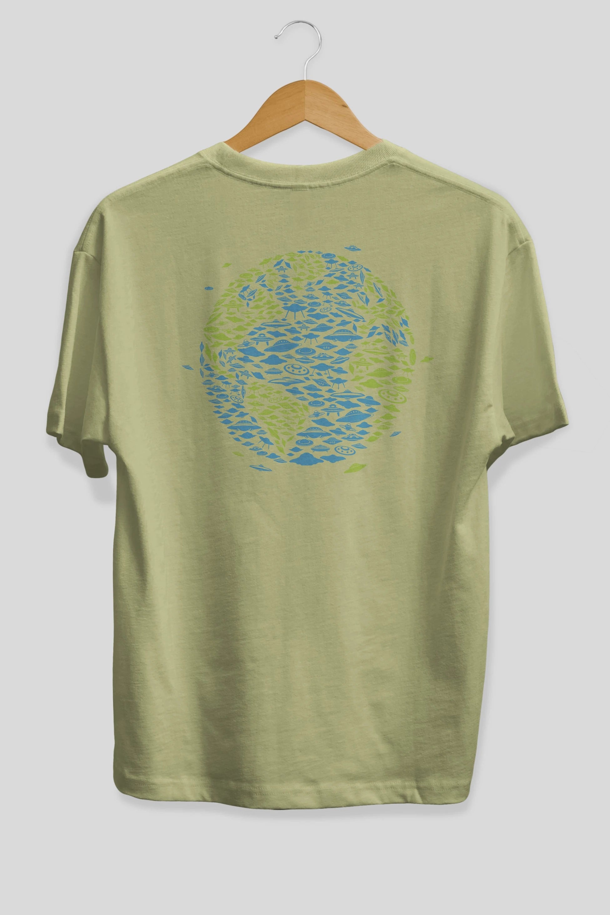 UFO Invasion Arka Baskılı Oversize t-shirt %100 pamuk Erkek Kadın Unisex