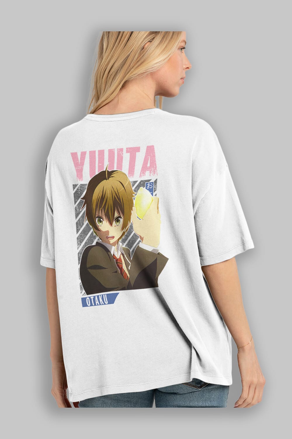 Yuuta Togashi 2 Anime Arka Baskılı Oversize t-shirt Erkek Kadın Unisex