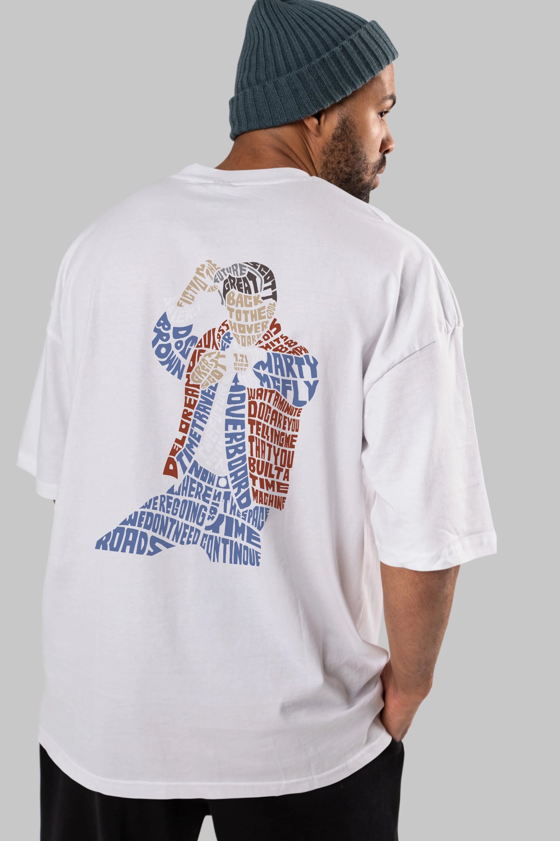 Back To The Hoverboard Arka Baskılı Oversize t-shirt %100 pamuk Erkek Kadın Unisex