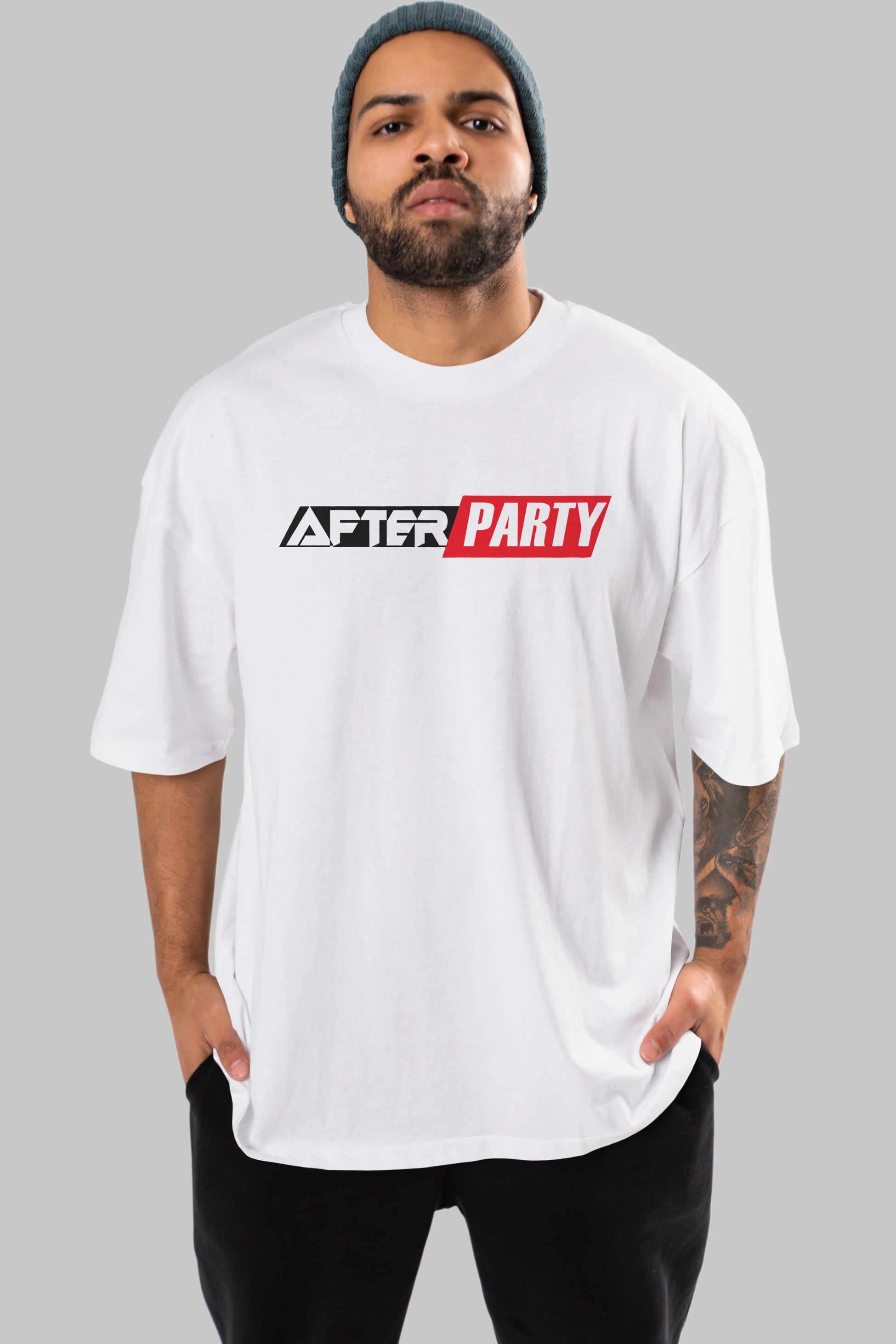 After Party Ön Baskılı Oversize t-shirt %100 pamuk Erkek Kadın Unisex