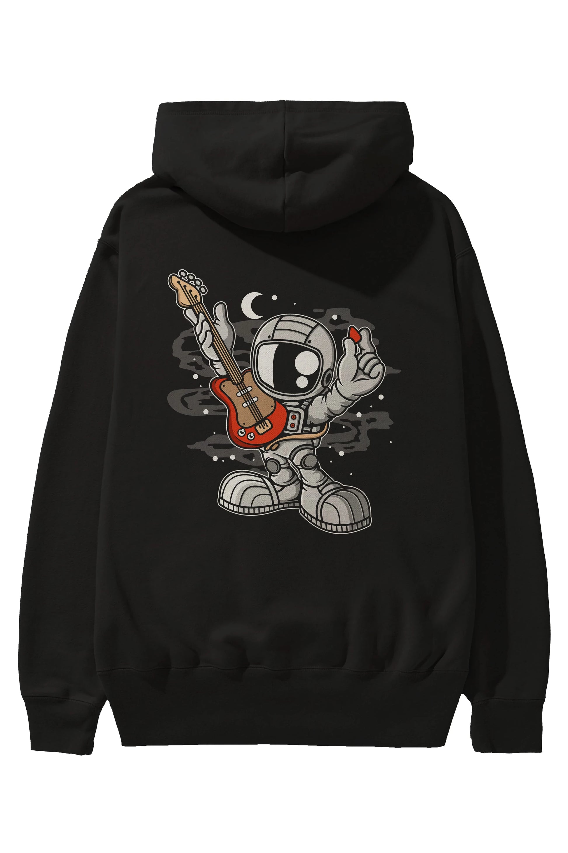 Astronaut Guitar Arka Baskılı Hoodie Oversize Kapüşonlu Sweatshirt Erkek Kadın Unisex