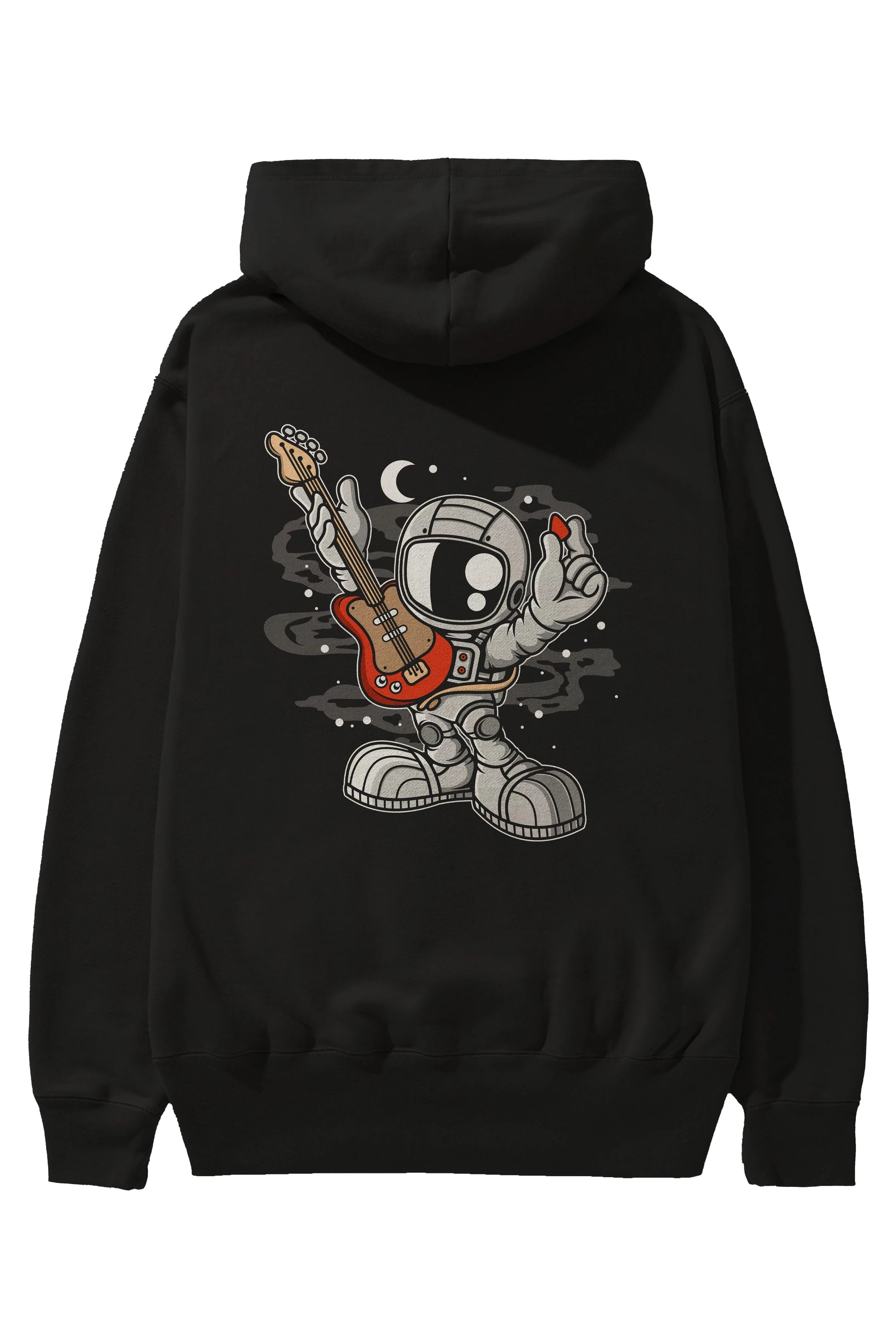 Astronaut Guitar Arka Baskılı Hoodie Oversize Kapüşonlu Sweatshirt Erkek Kadın Unisex