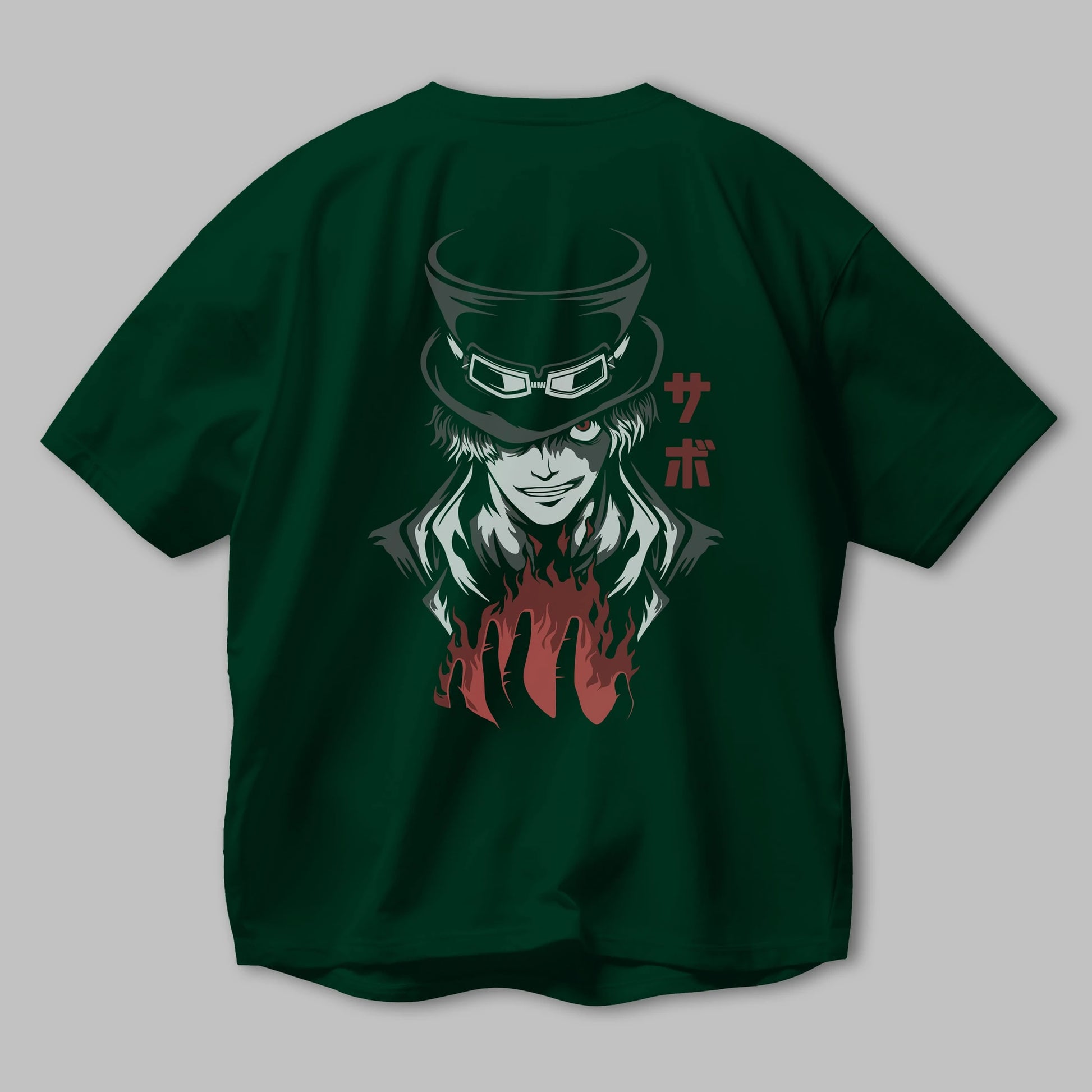 SaboOnePiece Anime Arka Baskılı Oversize t-shirt Erkek Kadın Unisex