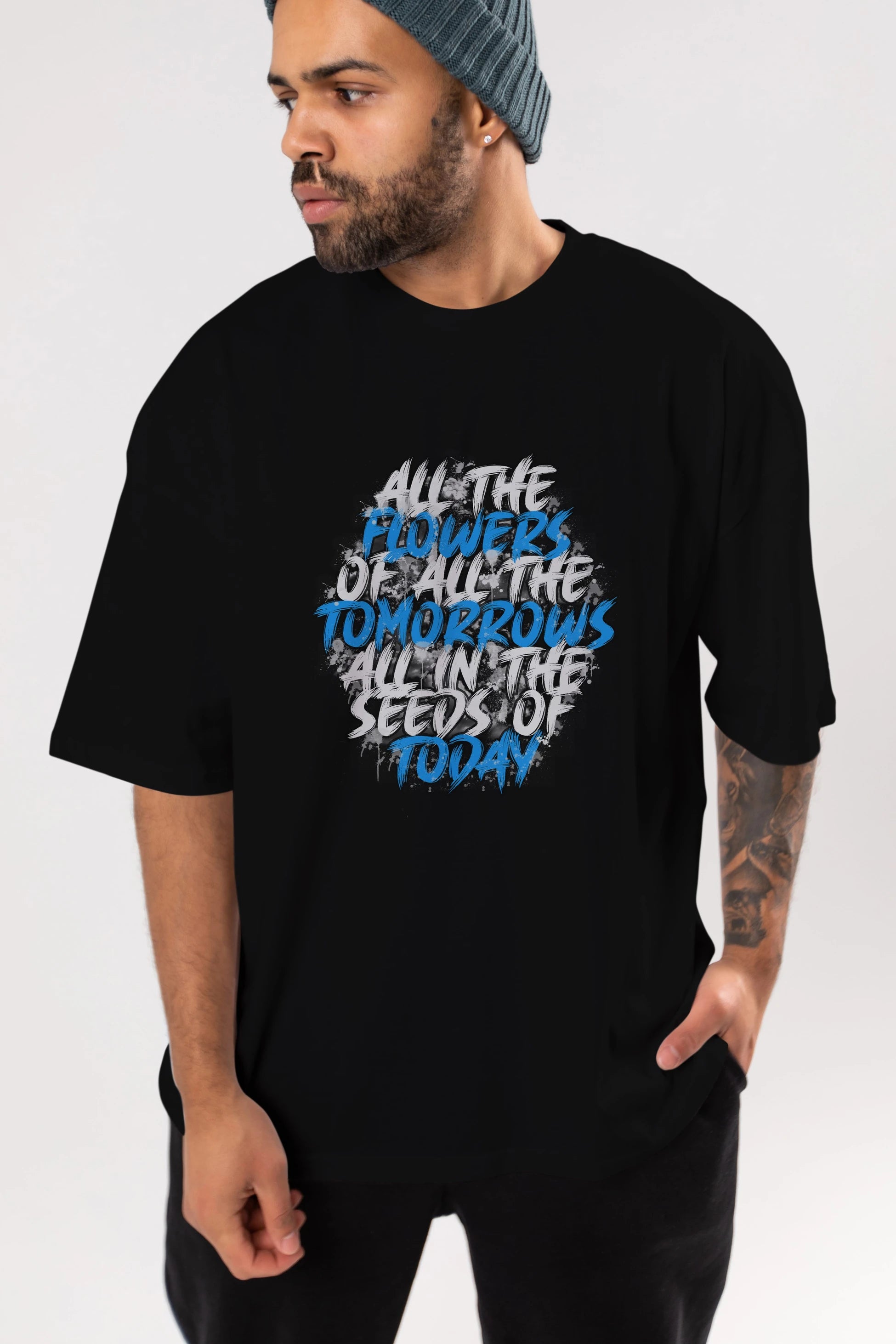 All The Flowers Ön Baskılı Oversize t-shirt Erkek Kadın Unisex