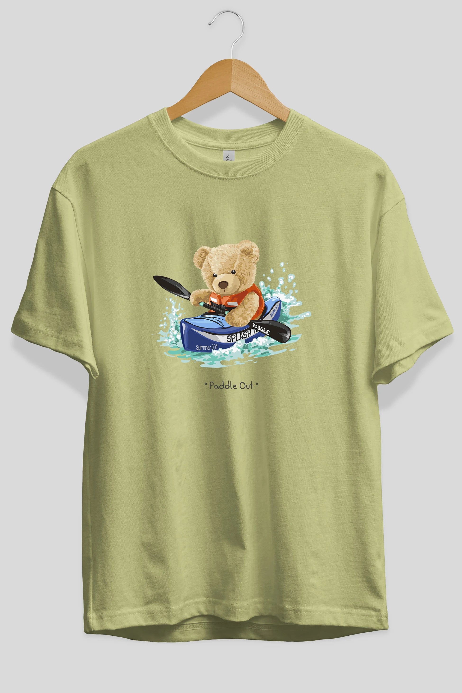 Teddy Bear Paddle Out Ön Baskılı Oversize t-shirt Erkek Kadın Unisex %100 Pamuk