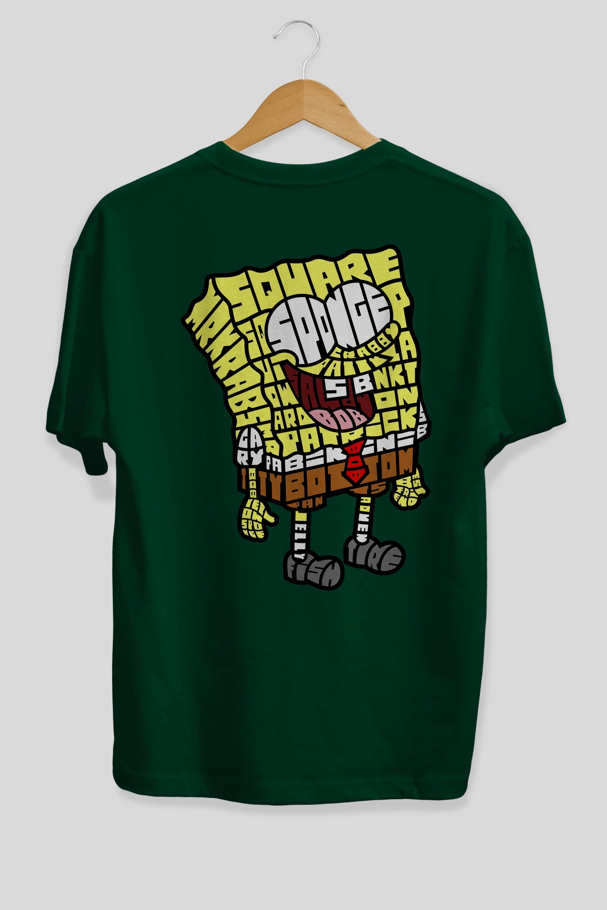 Yellow Sponge Arka Baskılı Oversize t-shirt %100 pamuk Erkek Kadın Unisex