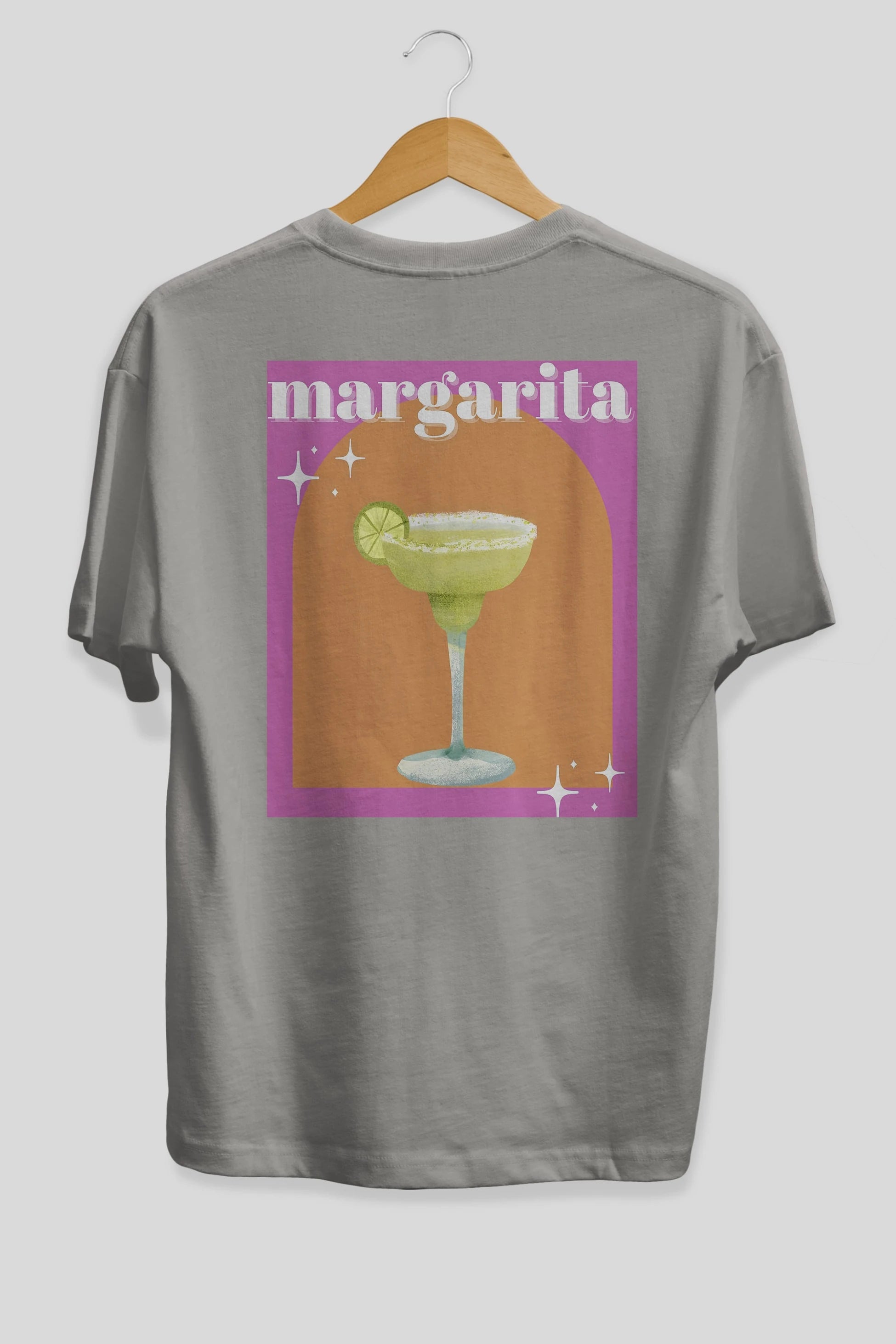Margarita 7 Arka Baskılı Oversize t-shirt Erkek Kadın Unisex %100 Pamuk Bisiklet Yaka tişort