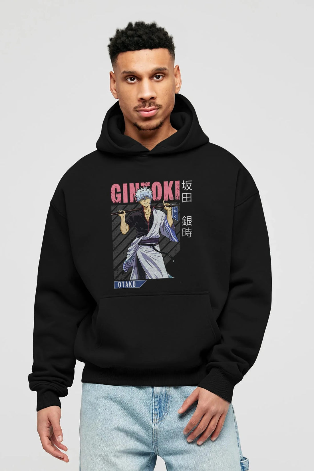 Gintoki Sakata GINTAMA 3 Anime Ön Baskılı Hoodie Oversize Kapüşonlu Sweatshirt Erkek Kadın Unisex