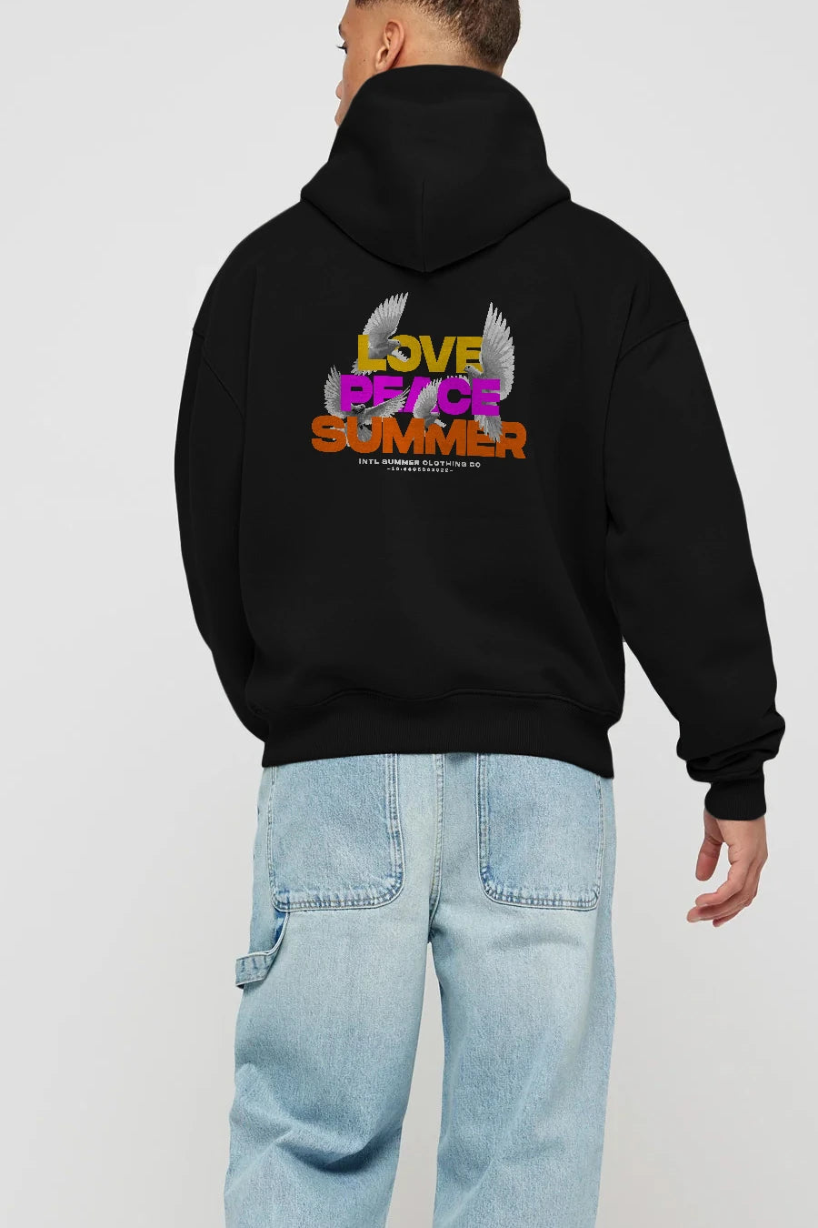 Love Peace Summer Arka Baskılı Hoodie Oversize Kapüşonlu Sweatshirt Erkek Kadın Unisex