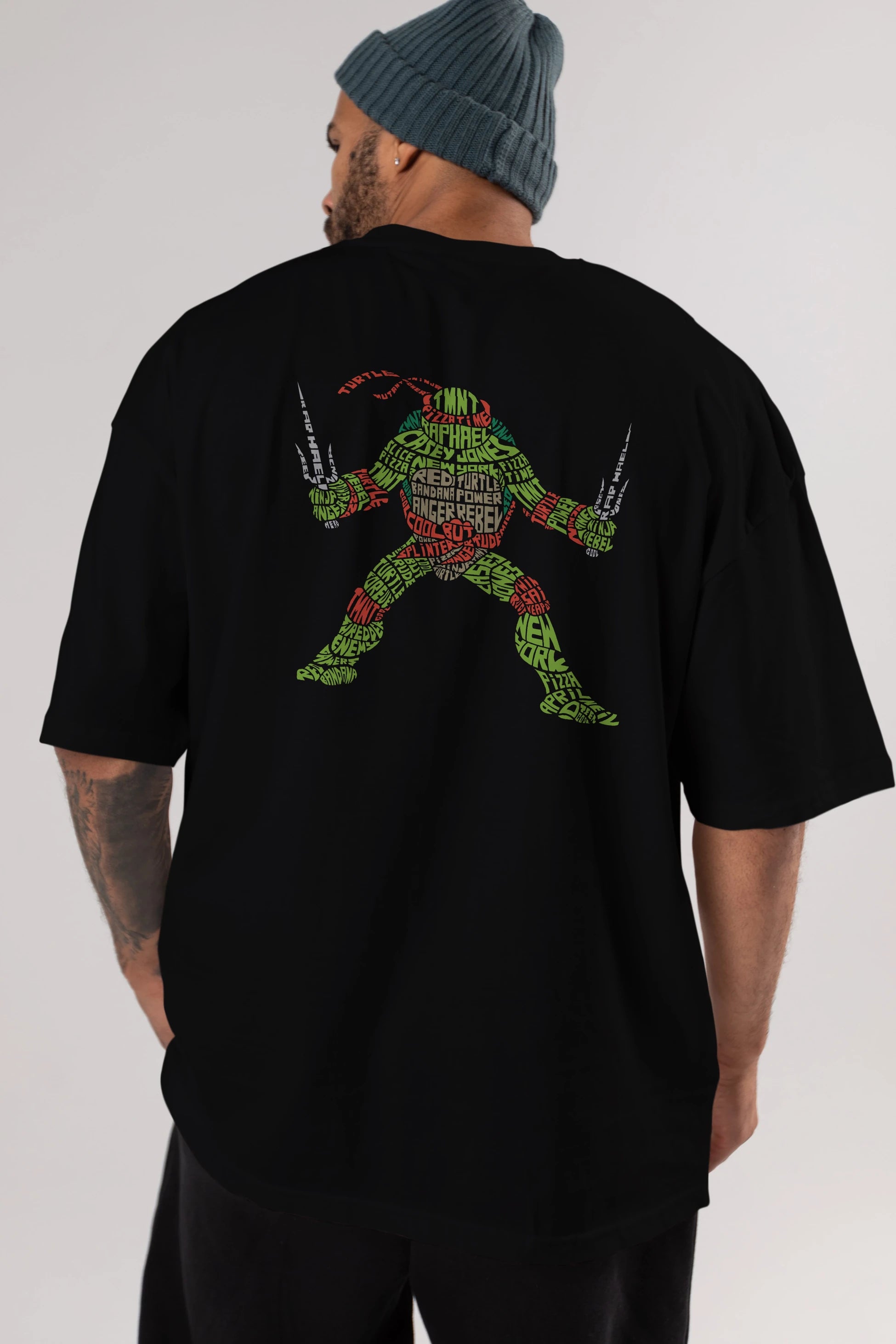 Ninja Turtle Arka Baskılı Oversize t-shirt %100 pamuk Erkek Kadın Unisex