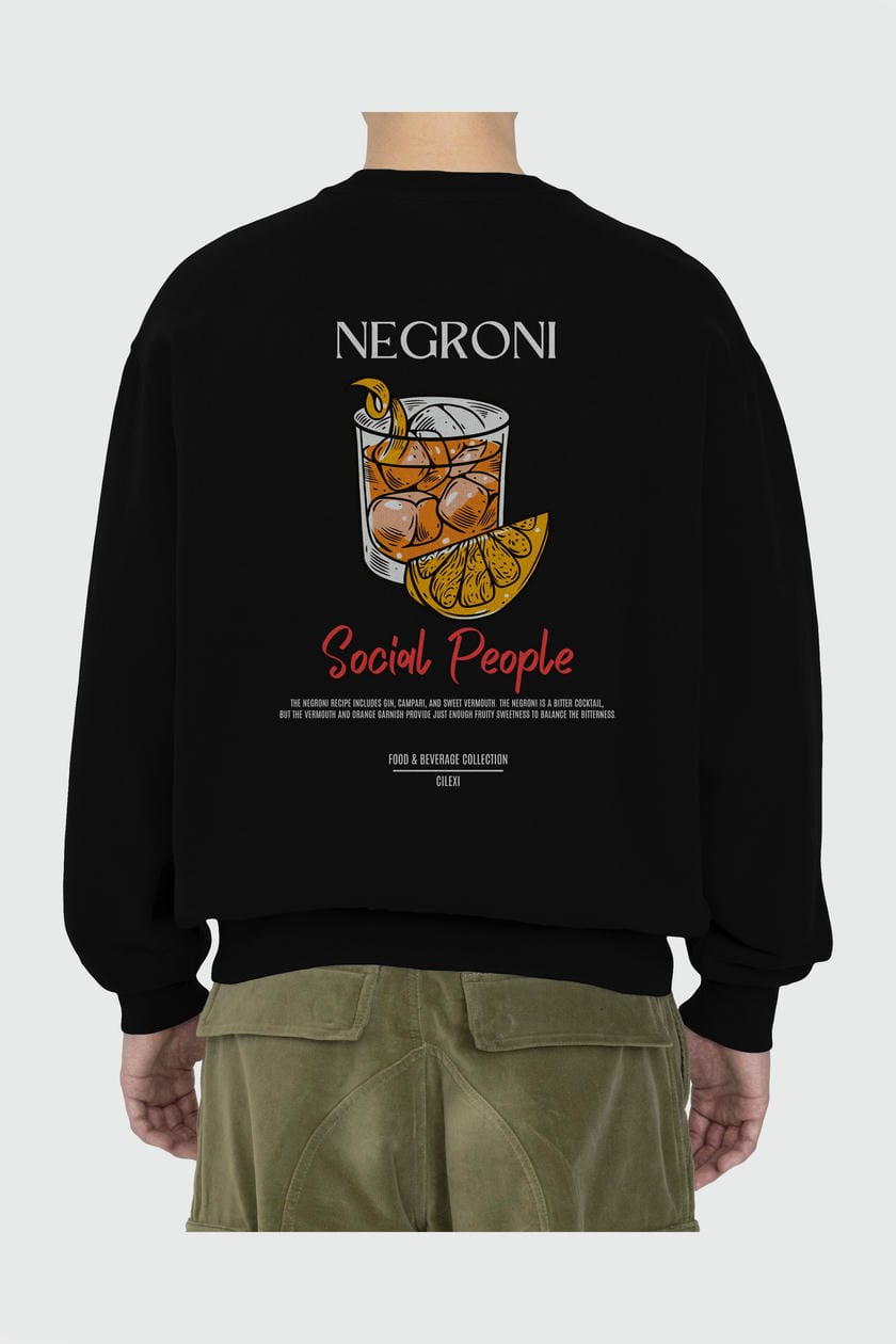 Negroni Arka Baskılı Oversize Sweatshirt Erkek Kadın Unisex