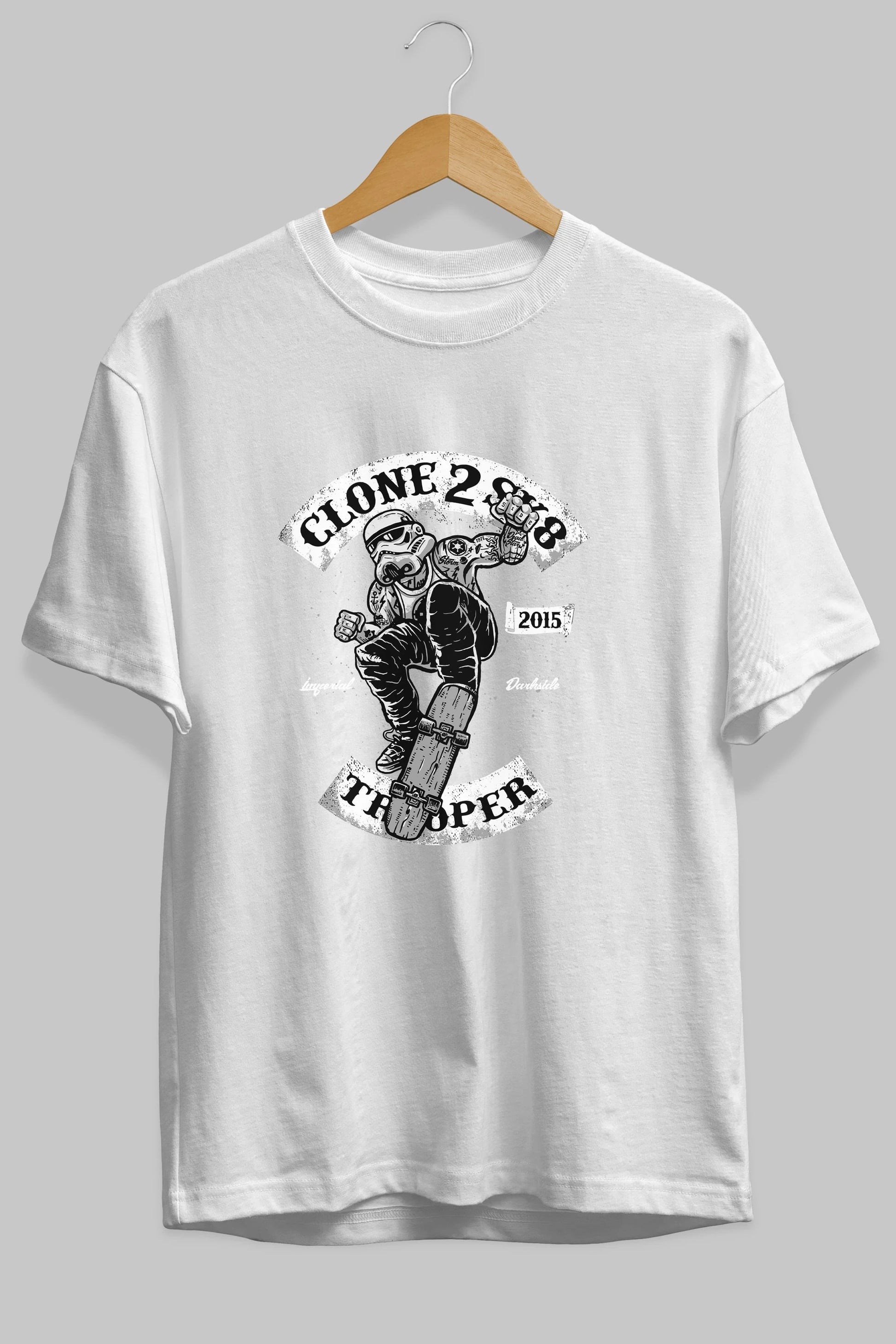 Clone 2 Sk8 Ön Baskılı Oversize t-shirt Erkek Kadın Unisex %100 Pamuk tişort