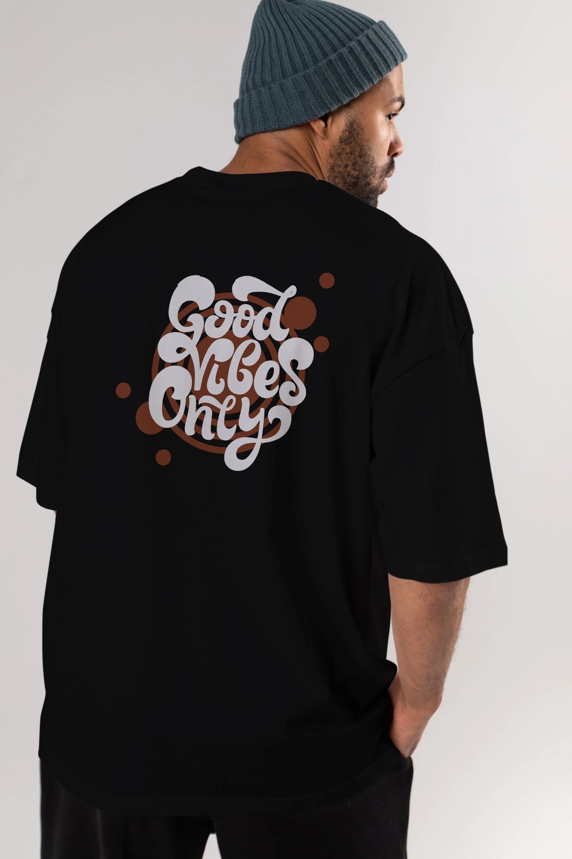 Good Vibes Only Yazılı Arka Baskılı Oversize t-shirt Erkek Kadın Unisex