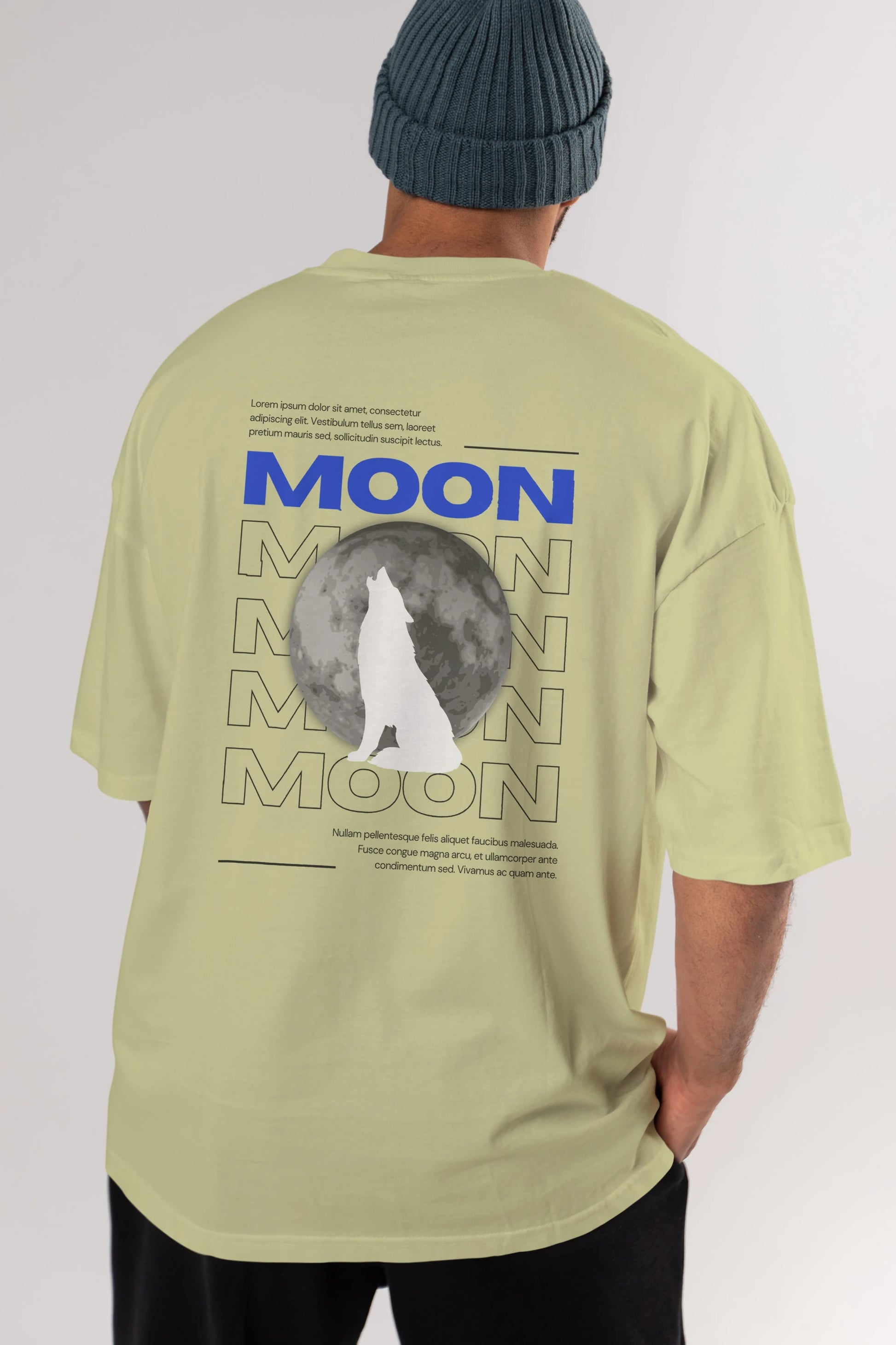 Moon Arka Baskılı Oversize t-shirt Erkek Kadın Unisex