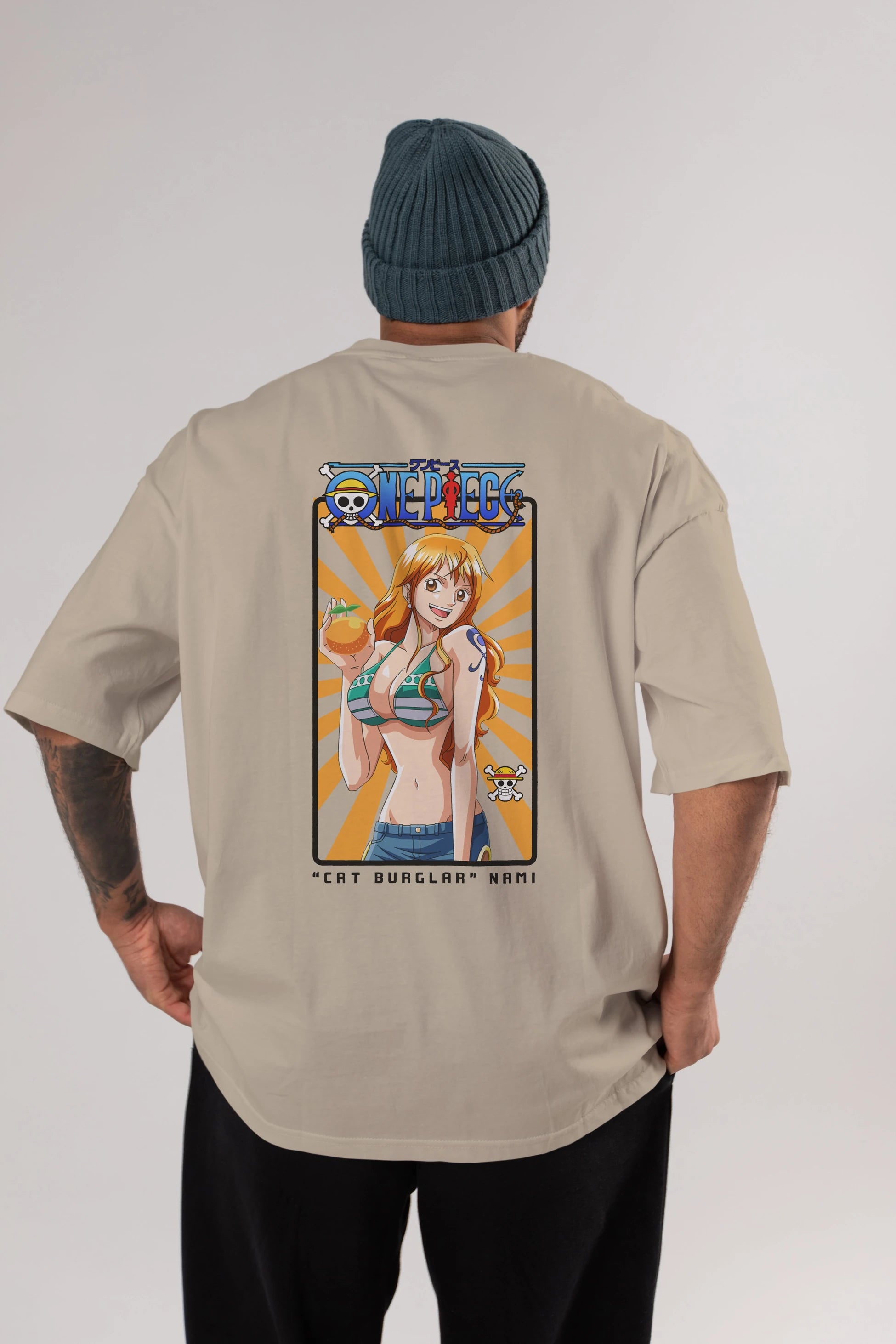 Nami Anime Arka Baskılı Oversize t-shirt Erkek Kadın Unisex %100 pamuk tişort
