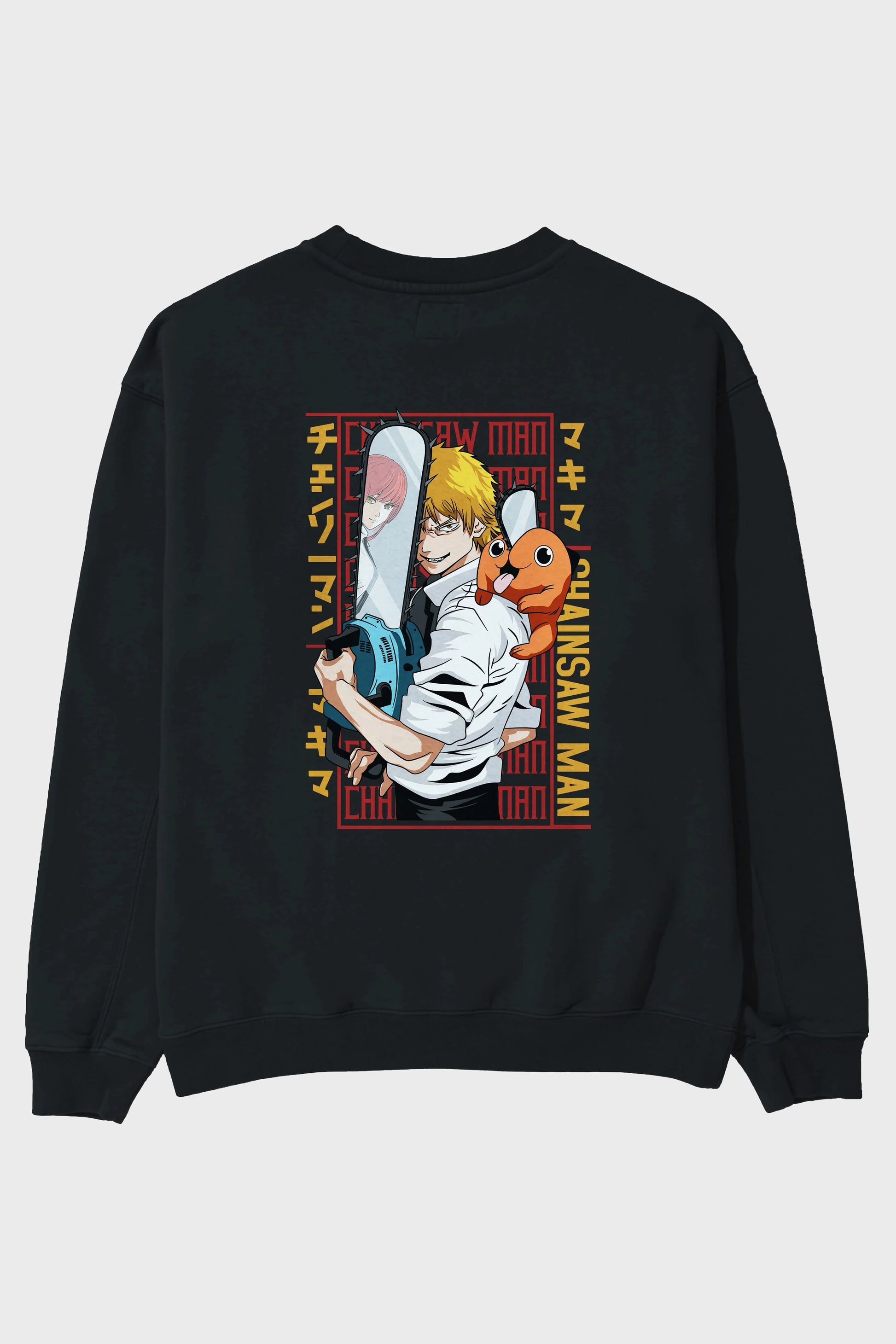 Chainsaw DENJI Anime Arka Baskılı Oversize Sweatshirt Erkek Kadın Unisex