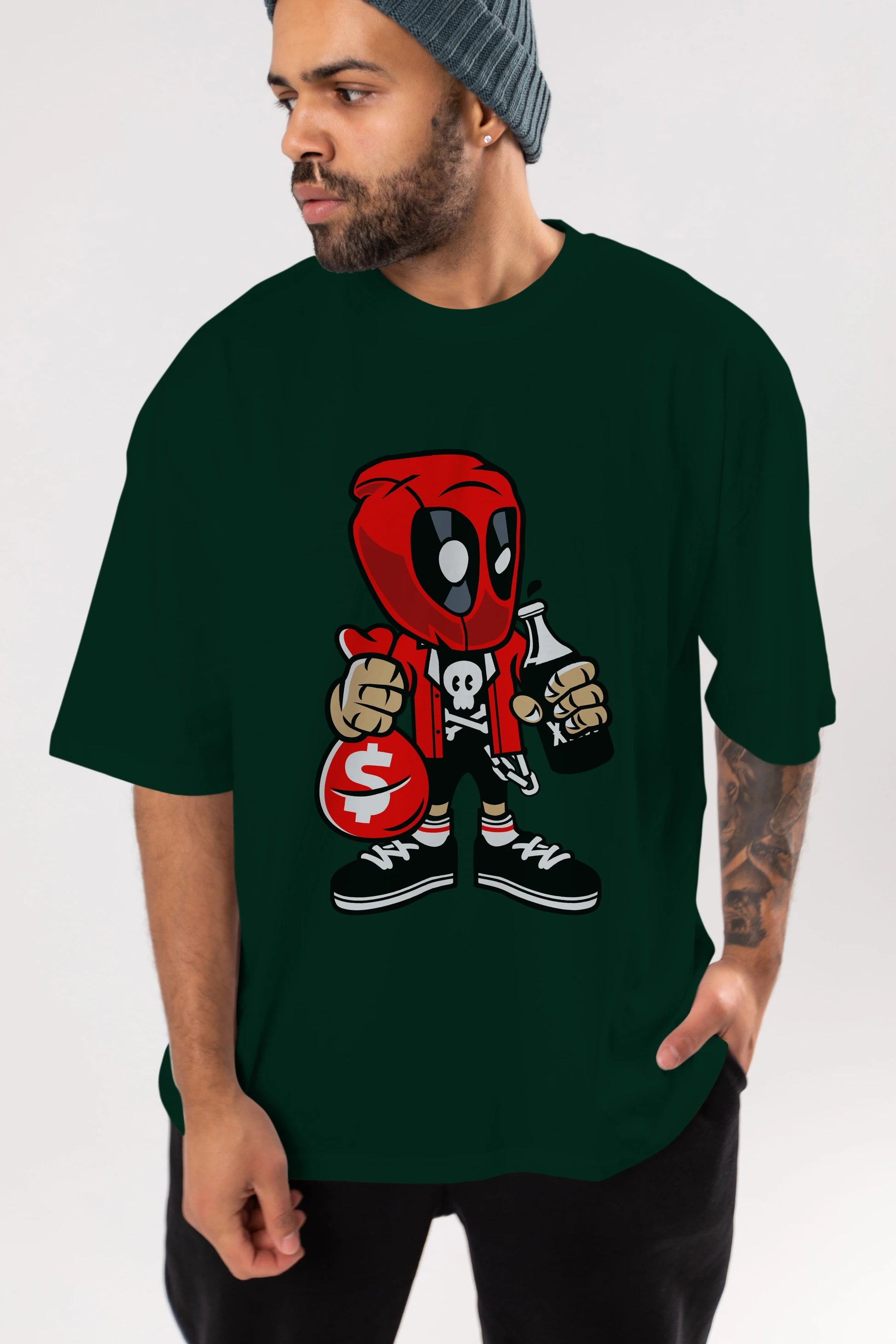 Deadpool (20) Ön Baskılı Oversize t-shirt Erkek Kadın Unisex %100 Pamuk Bisiklet Yaka tişort