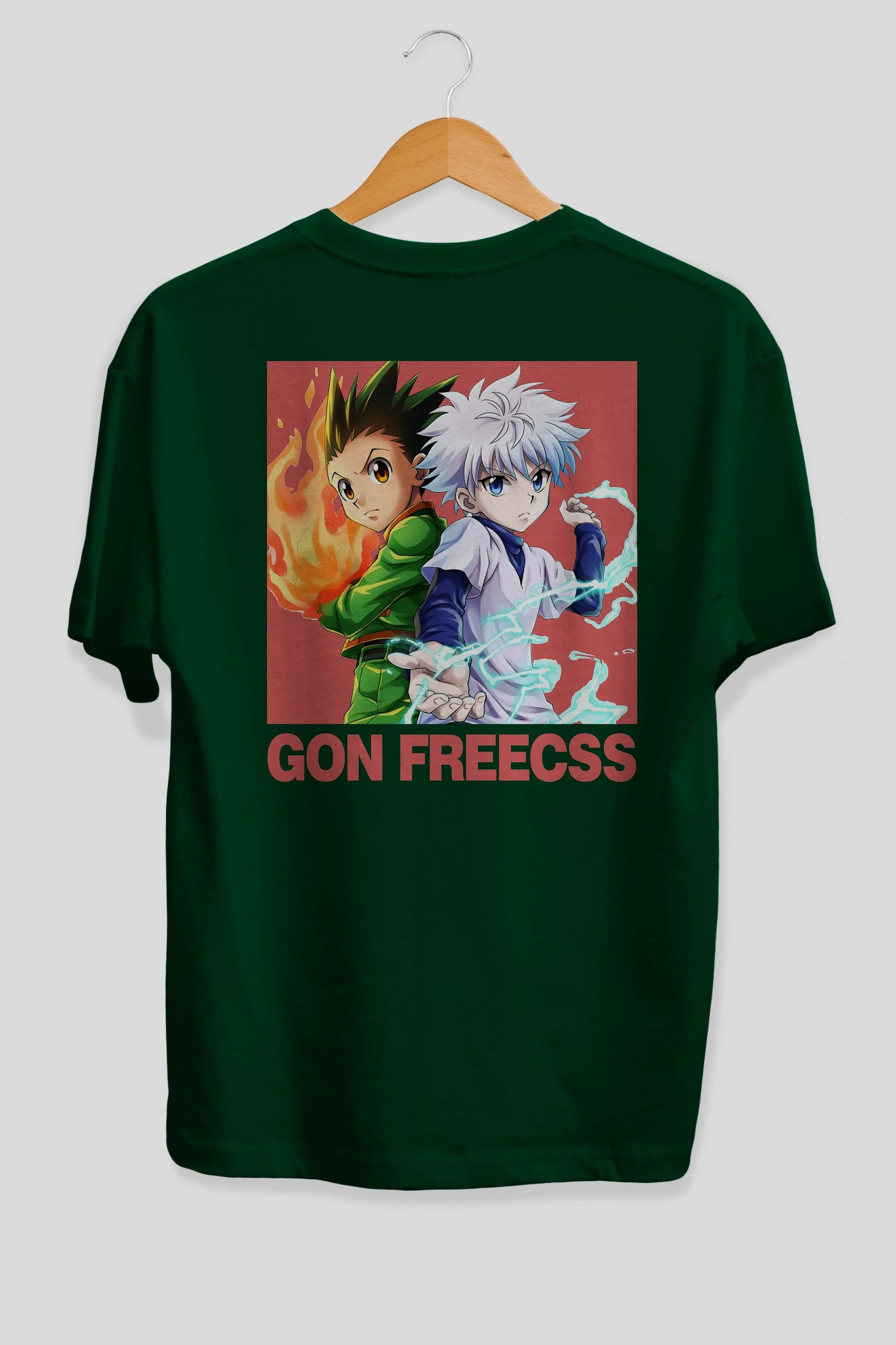 Gon Freecss HUNTER X HUNTER 4 Anime Arka Baskılı Oversize t-shirt Erkek Kadın Unisex