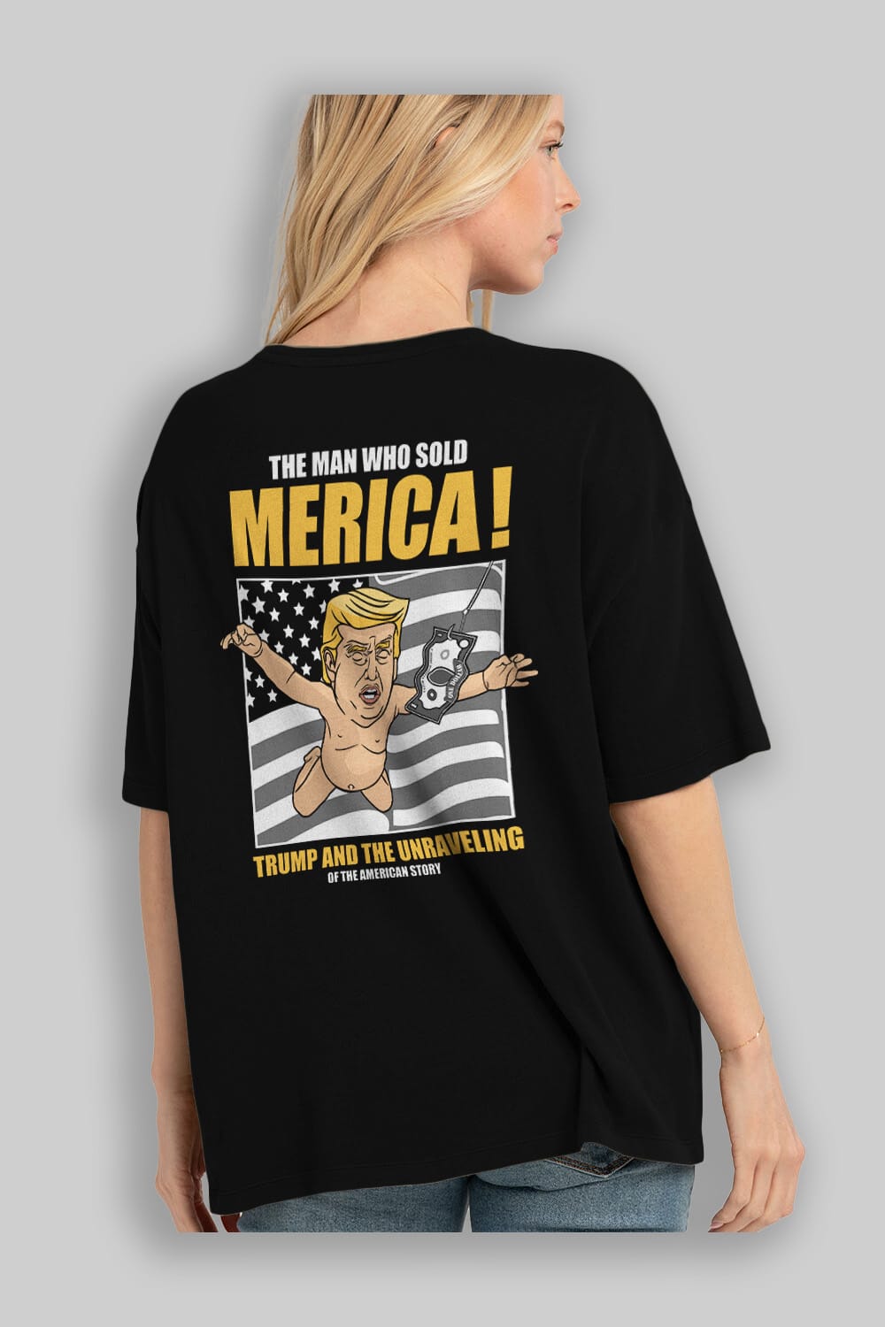 Trump Nirvana Arka Baskılı Oversize t-shirt Erkek Kadın Unisex %100 Pamuk tişort