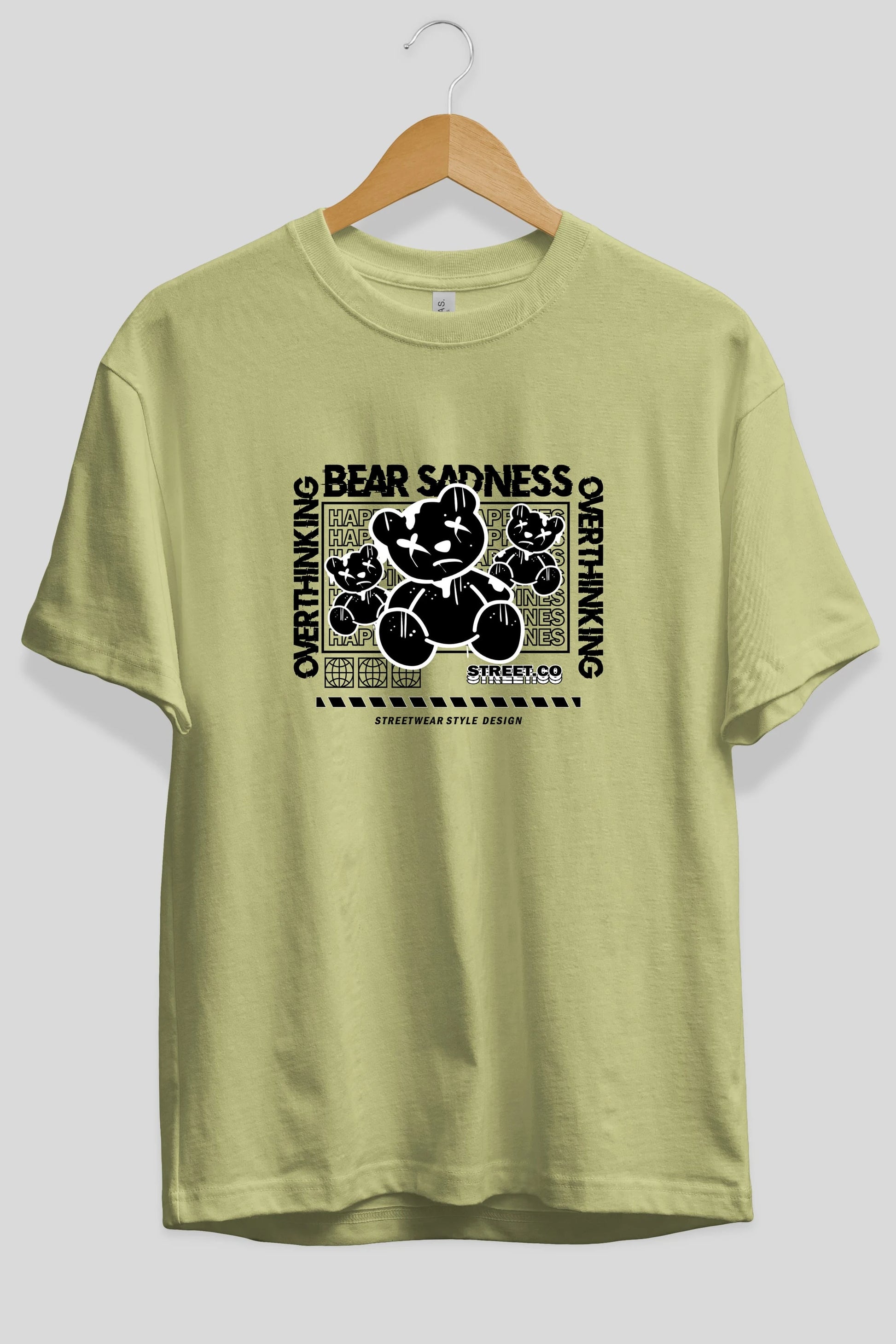 Bear Sadness 2 Ön Baskılı Oversize t-shirt Erkek Kadın Unisex