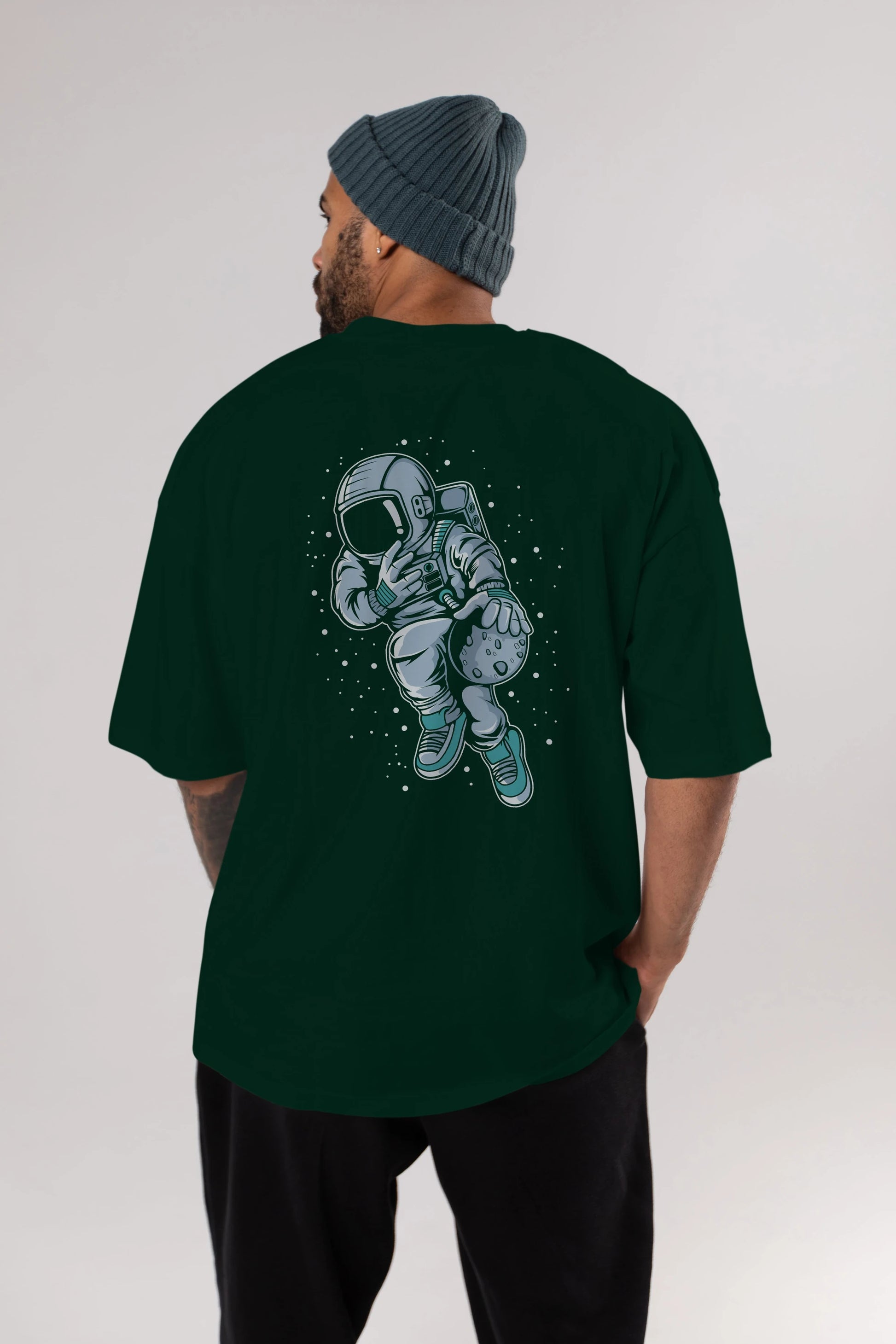 Astronaut Basketball (2) Arka Baskılı Oversize t-shirt Erkek Kadın Unisex