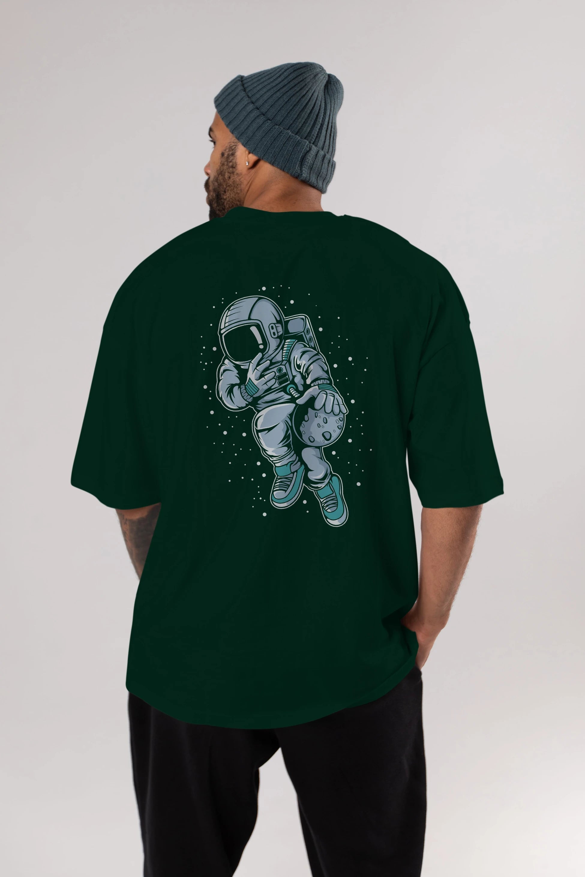 Astronaut Basketball (2) Arka Baskılı Oversize t-shirt Erkek Kadın Unisex