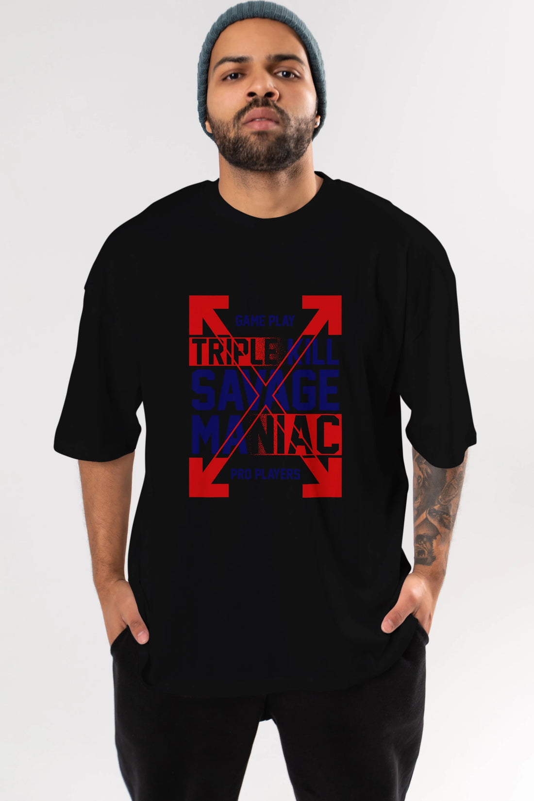 Kill Savage Ön Baskılı Oversize t-shirt Erkek Kadın Unisex