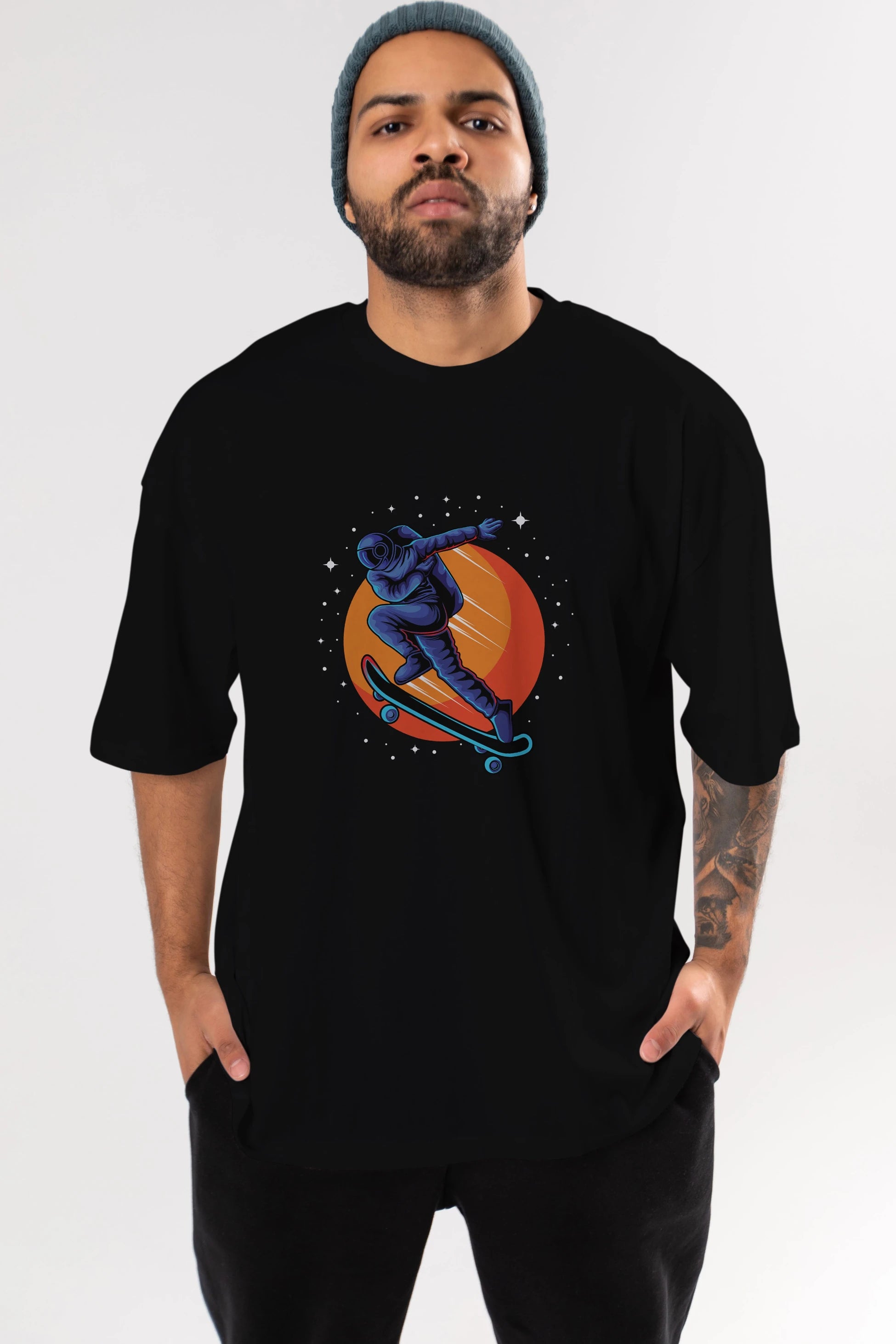 Astroskate Run Ön Baskılı Oversize t-shirt Erkek Kadın Unisex