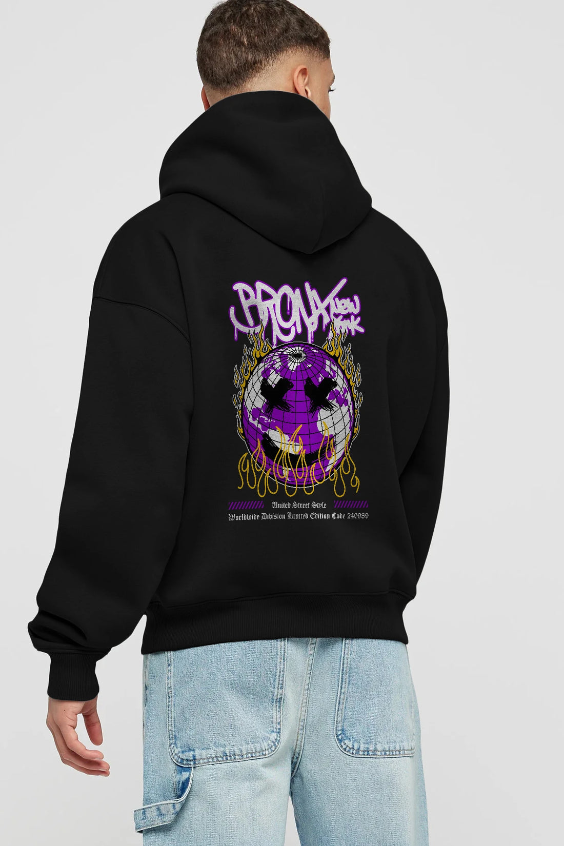 Bronx New York Arka Baskılı Hoodie Oversize Kapüşonlu Sweatshirt Erkek Kadın Unisex