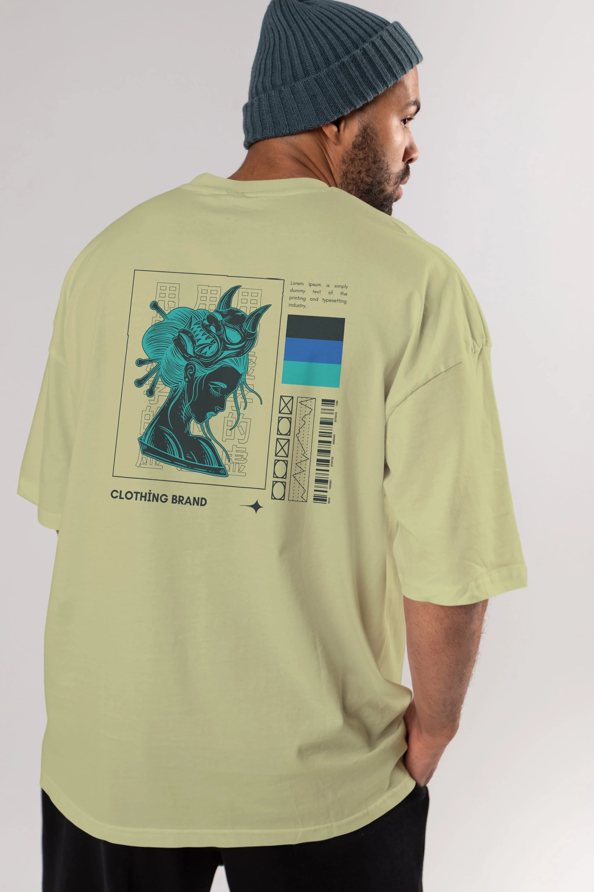 Hipster Japanese Style 2 Arka Baskılı Oversize t-shirt Erkek Kadın Unisex
