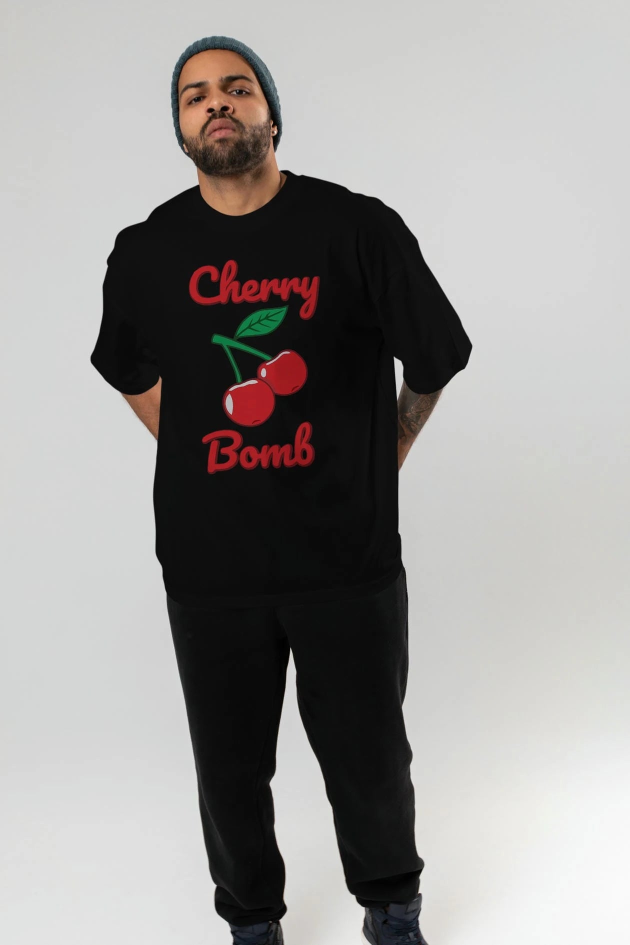 Cherry Bomb Cherries 1 Ön Baskılı Oversize t-shirt Erkek Kadın Pamuk Bisiklet Yaka tişort