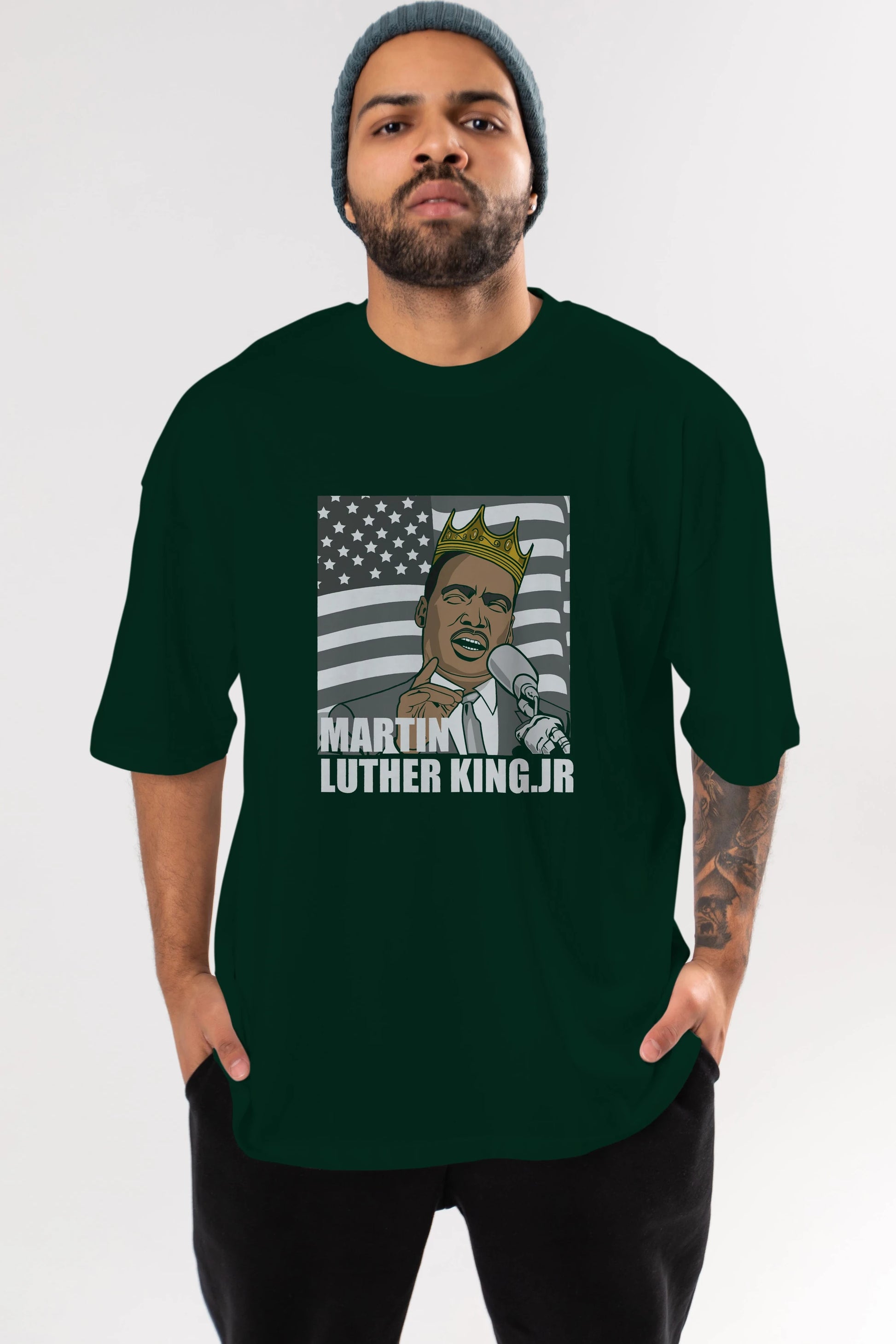 Luther King Ön Baskılı Oversize t-shirt Erkek Kadın Unisex %100 Pamuk tişort