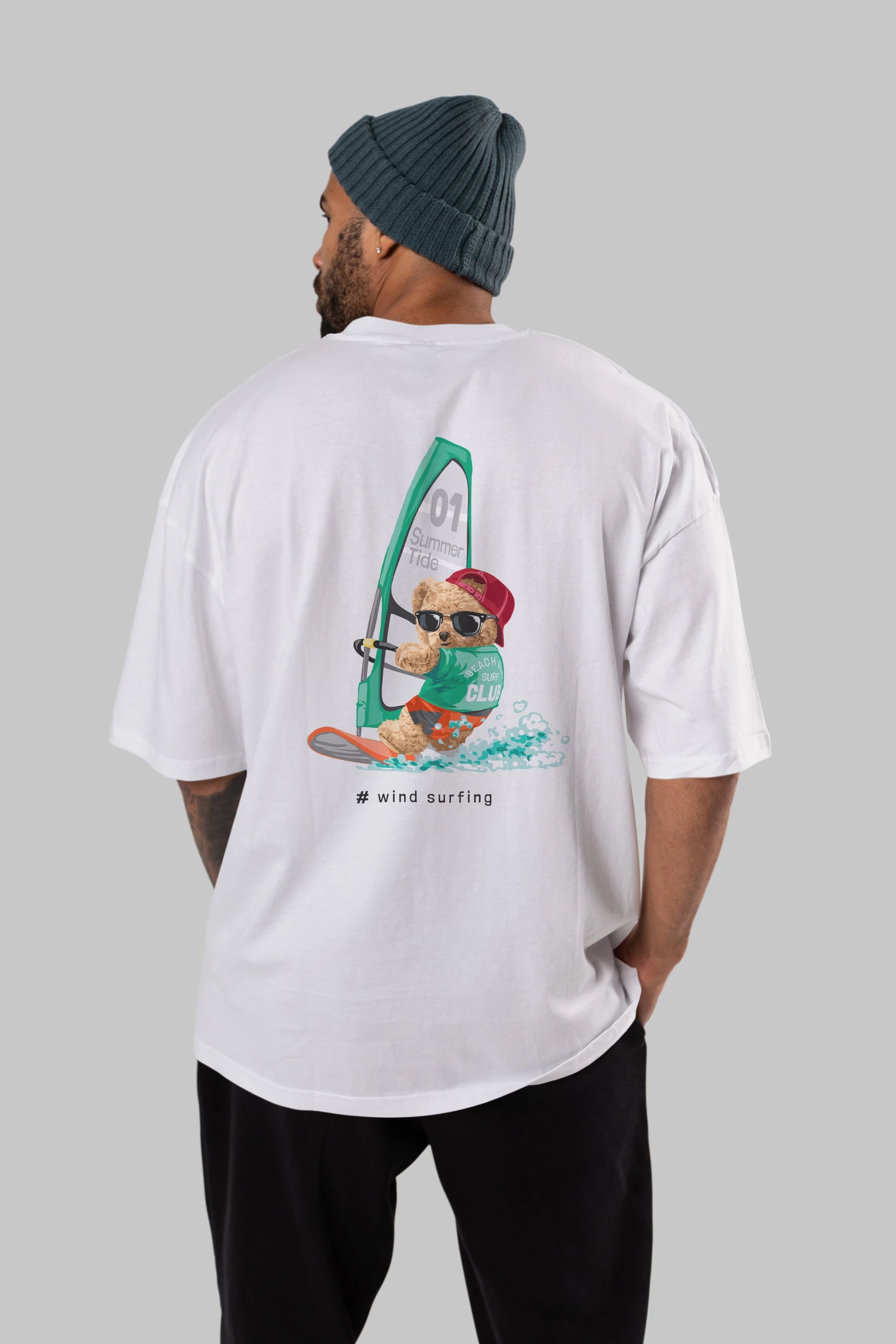 Teddy Bear Summer Tide Arka Baskılı Oversize t-shirt Erkek Kadın Unisex %100 Pamuk