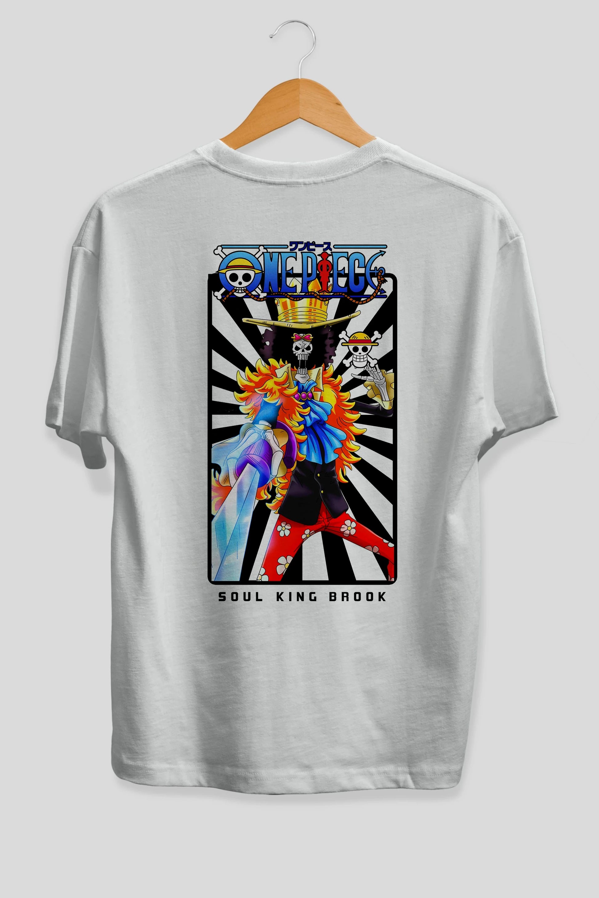 Brook Anime Arka Baskılı Oversize t-shirt Erkek Kadın Unisex %100 pamuk tişort