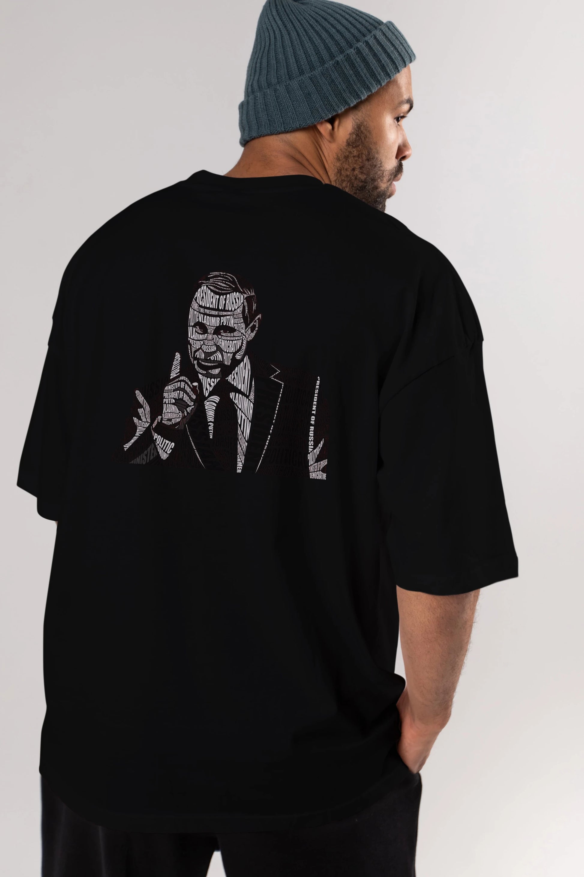 Putin Calligram Arka Baskılı Oversize t-shirt %100 pamuk Erkek Kadın Unisex