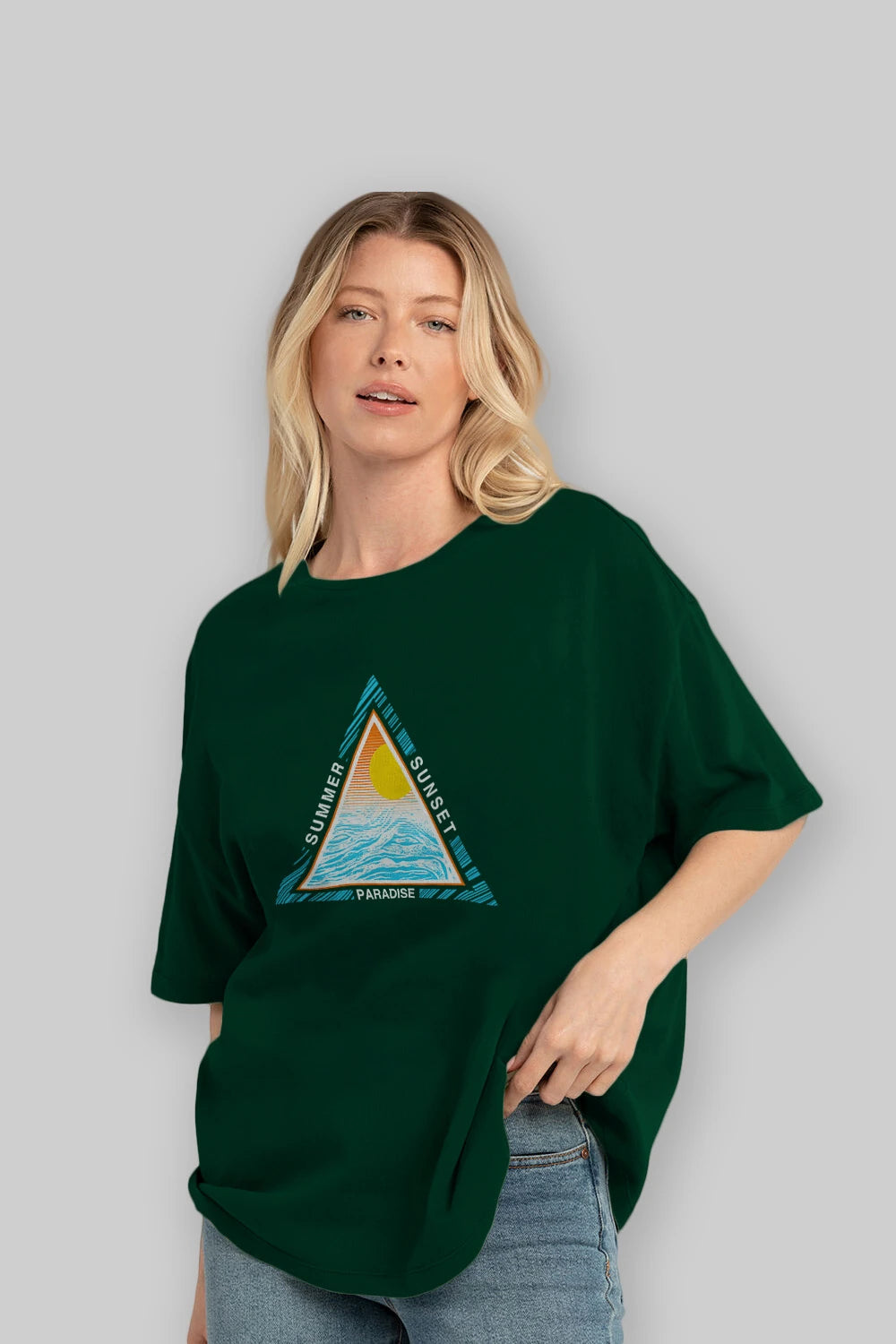 Summer Sunset Paradise Ön Baskılı Oversize t-shirt Erkek Kadın Unisex
